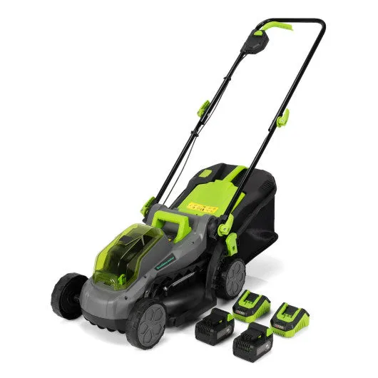 13 Inch Cordless Lawn Mower with Brushless Motor  4Ah Battery and Charger-Green