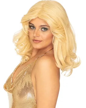 1970s Disco Flick Deluxe Blonde Feathered Long Wig