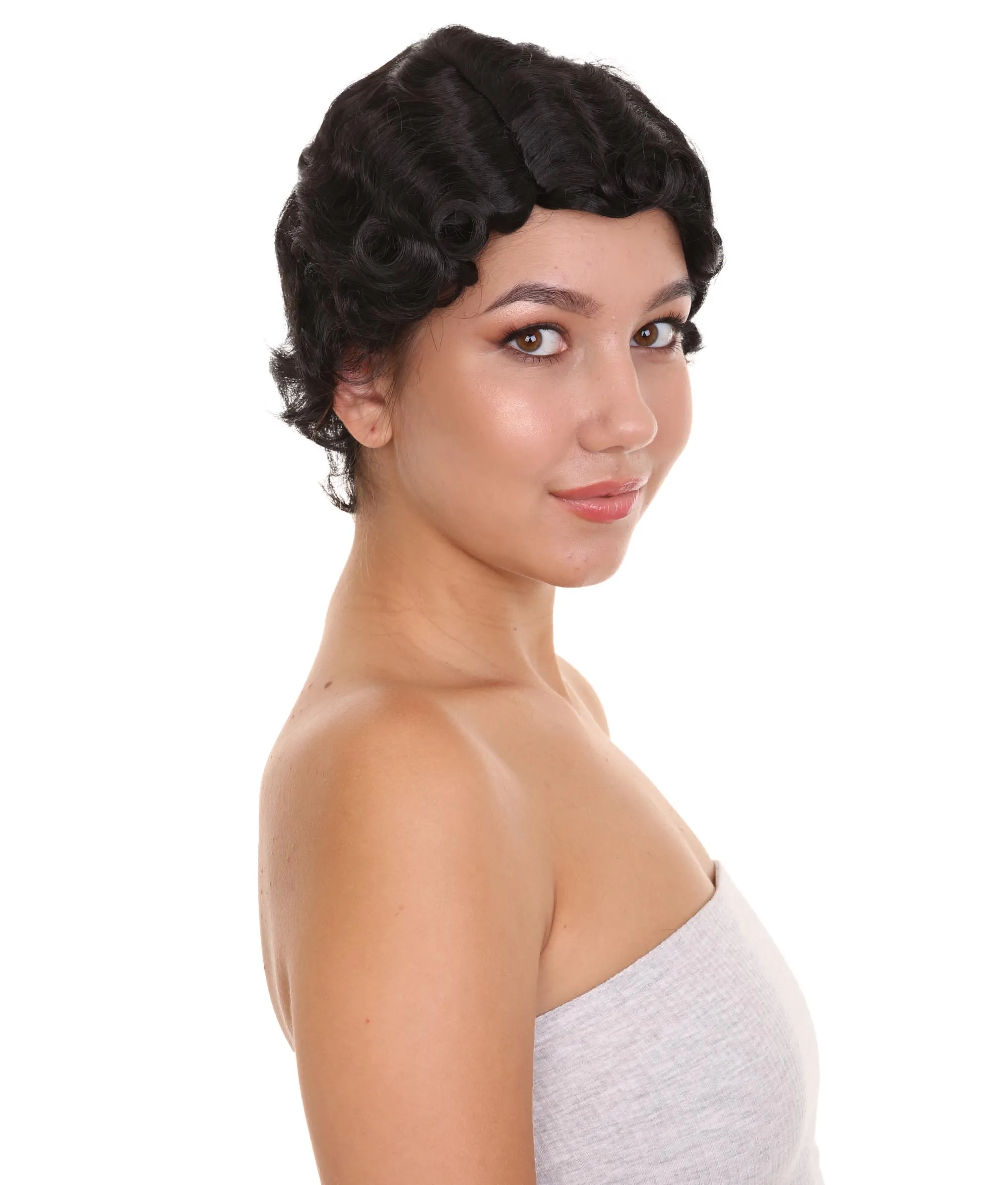 20's Flapper Women's Wig | Black Vintage Wig | Premium Breathable Capless Cap