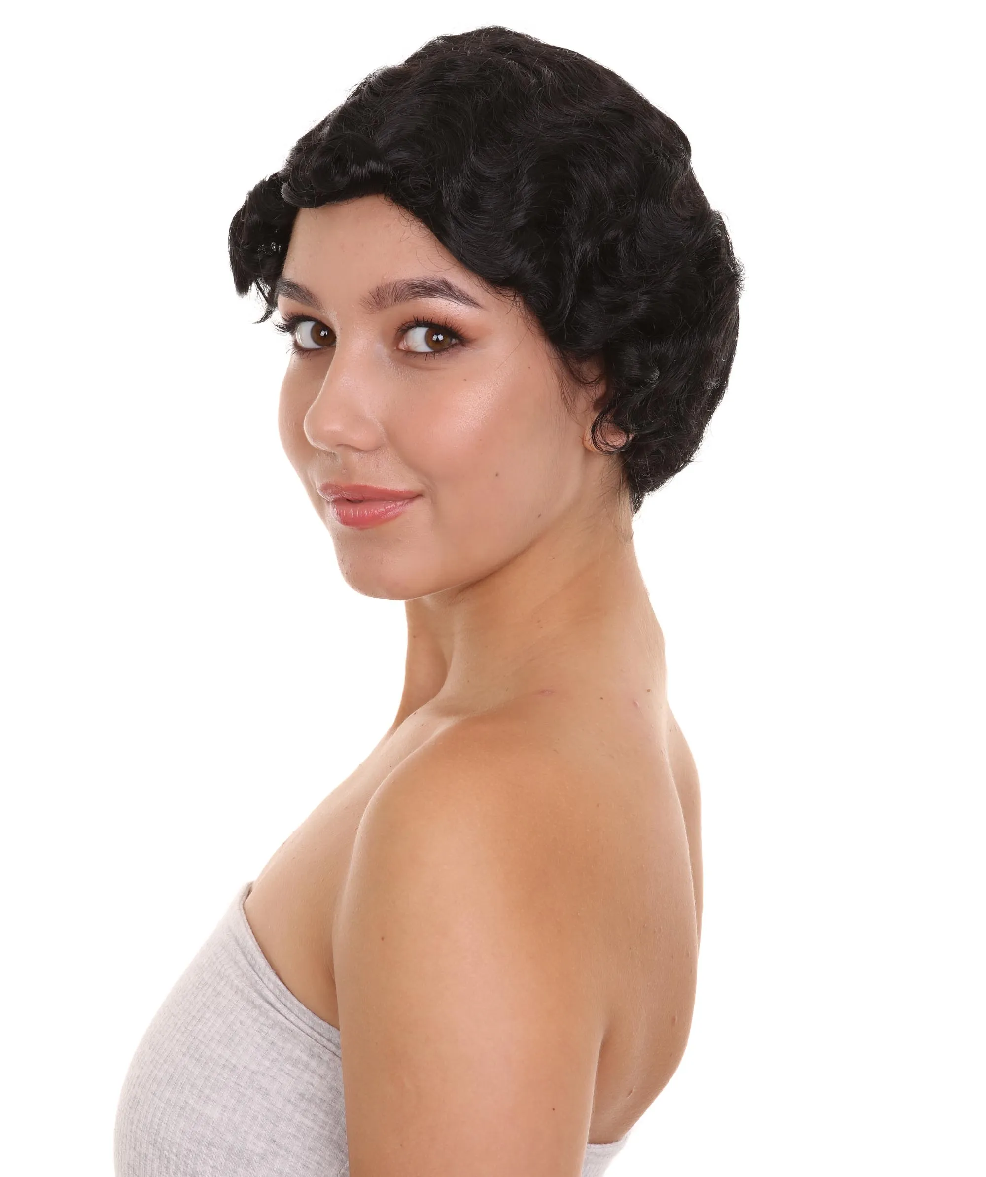 20's Flapper Women's Wig | Black Vintage Wig | Premium Breathable Capless Cap