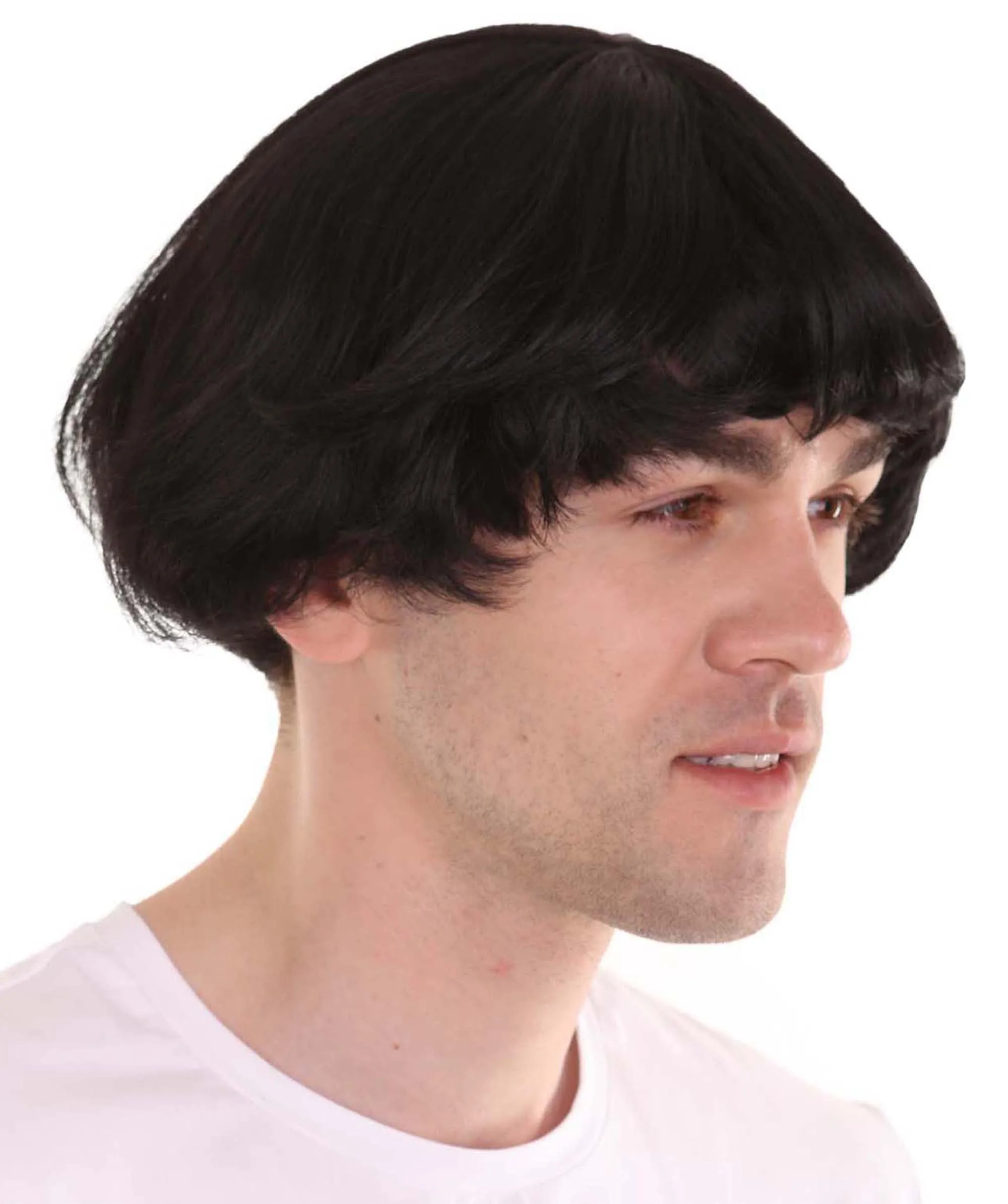 60's Iconic Rock Band Mens Wig | Black Celebrity Wig | Premium Breathable Capless Cap