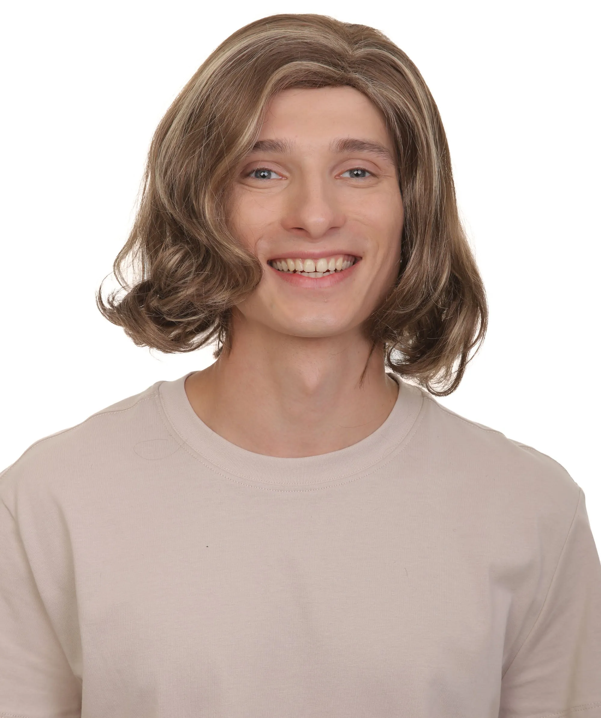 Adult men's Brown Curly Wig | Best for Halloween | Flame-retardant Synthetic Fiber