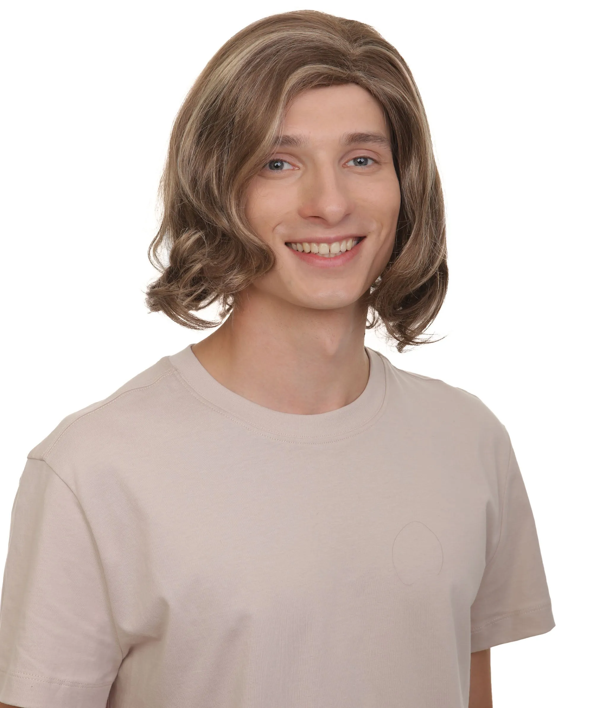 Adult men's Brown Curly Wig | Best for Halloween | Flame-retardant Synthetic Fiber