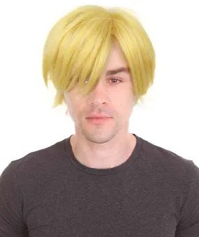 Adult Men’s Japanese Anime Series Chef Character Golden Blonde Short Hair Wig | Best for Halloween | Flame-retardant Synthetic Fiber