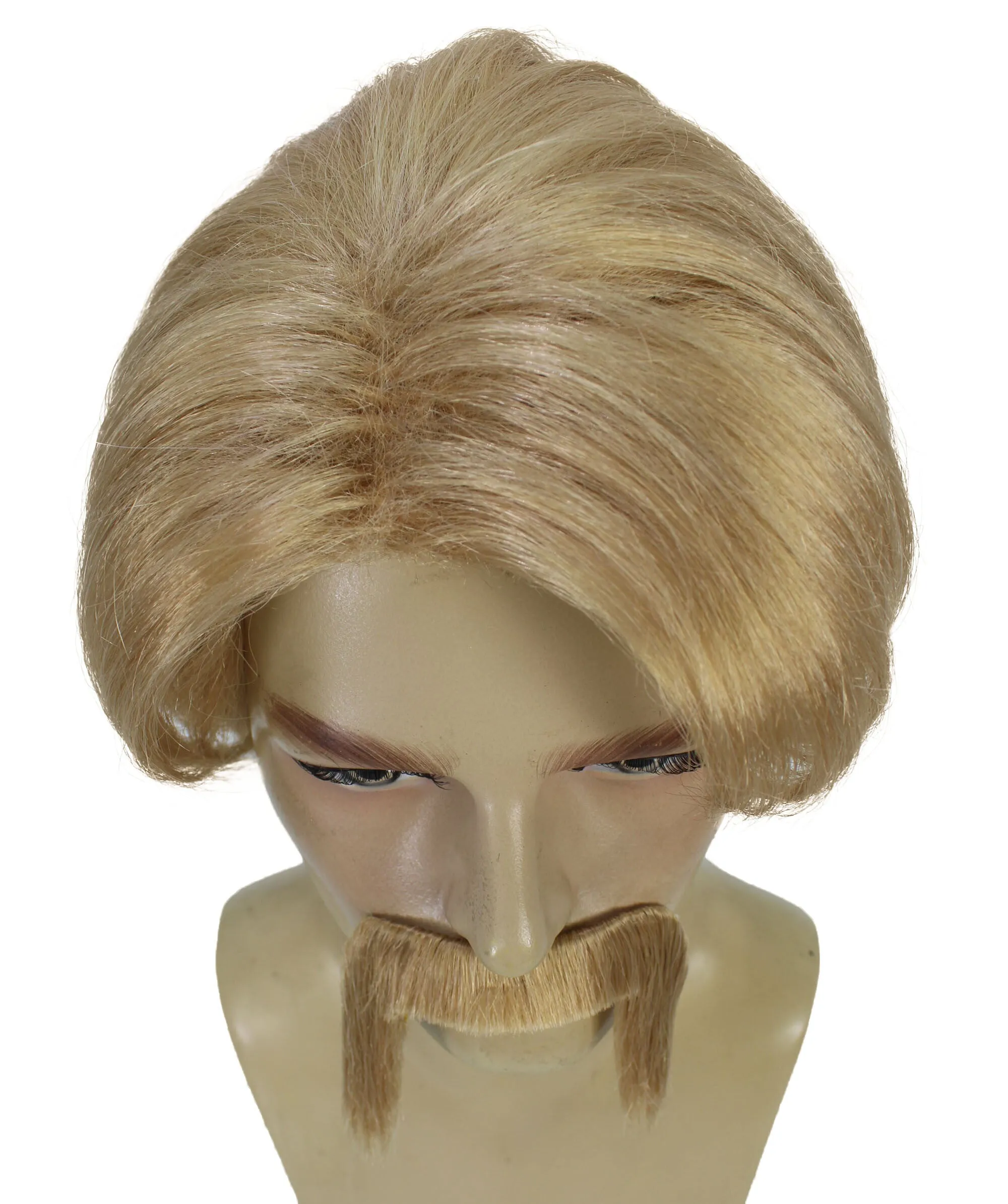 Adult Men’s Martial Artist Chuck Blond Wig With Mustache I Breathable Capless Cap I Flame-retardant Synthetic Fiber