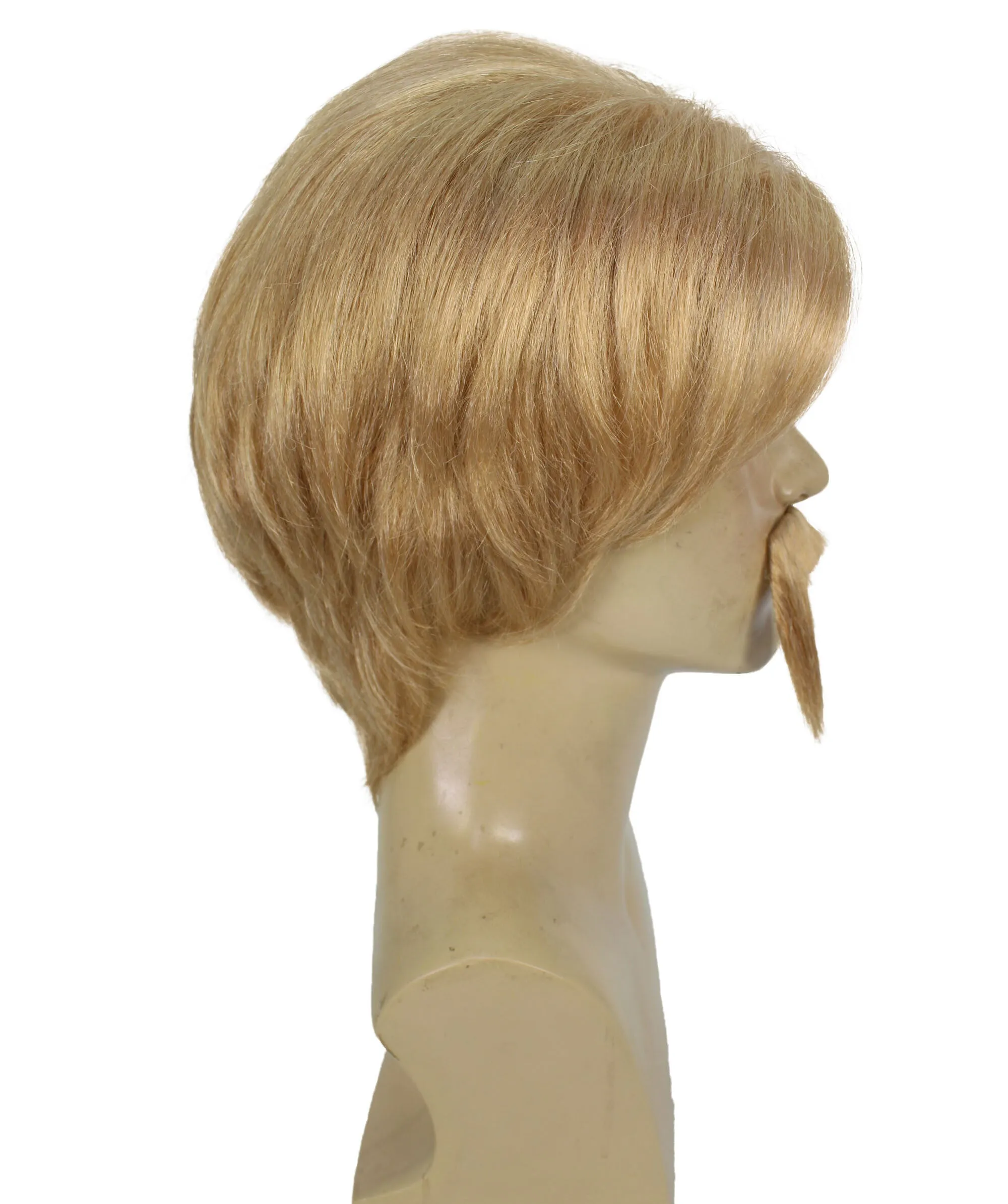 Adult Men’s Martial Artist Chuck Blond Wig With Mustache I Breathable Capless Cap I Flame-retardant Synthetic Fiber