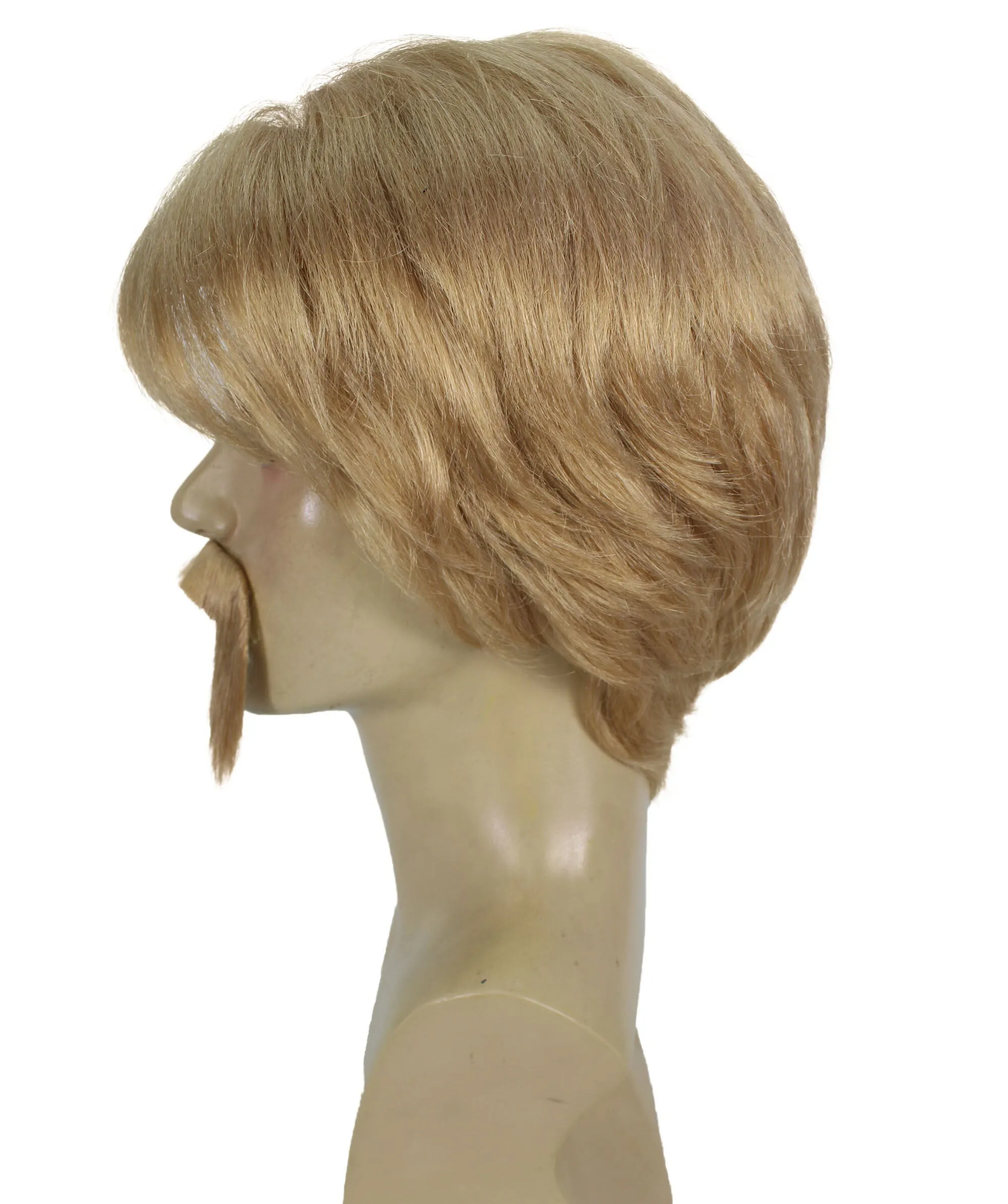 Adult Men’s Martial Artist Chuck Blond Wig With Mustache I Breathable Capless Cap I Flame-retardant Synthetic Fiber