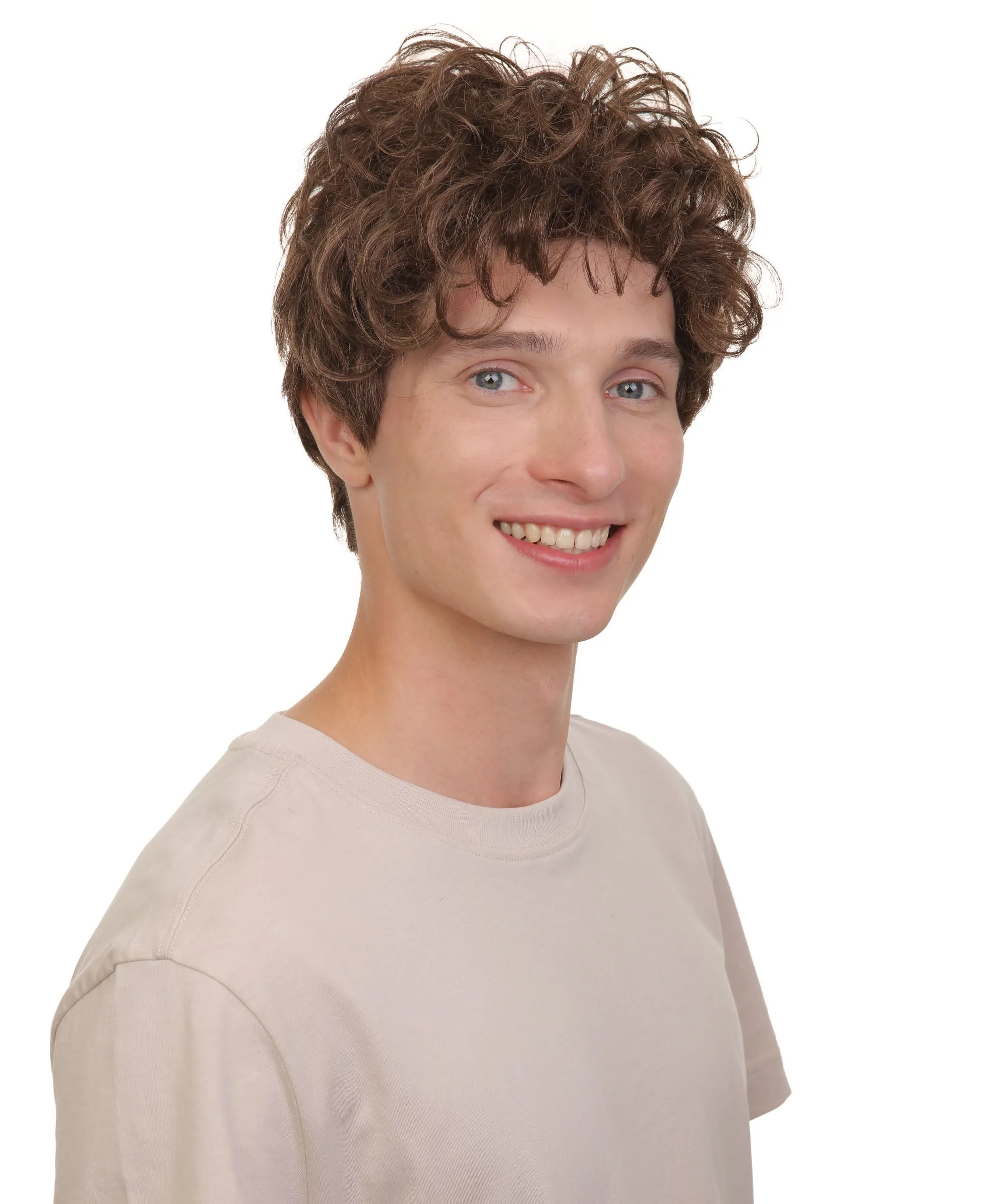 Adult Men's TV/ Movie Dark Brown Tyler Curly Wig | Best for Halloween | Flame-retardant Synthetic Fiber