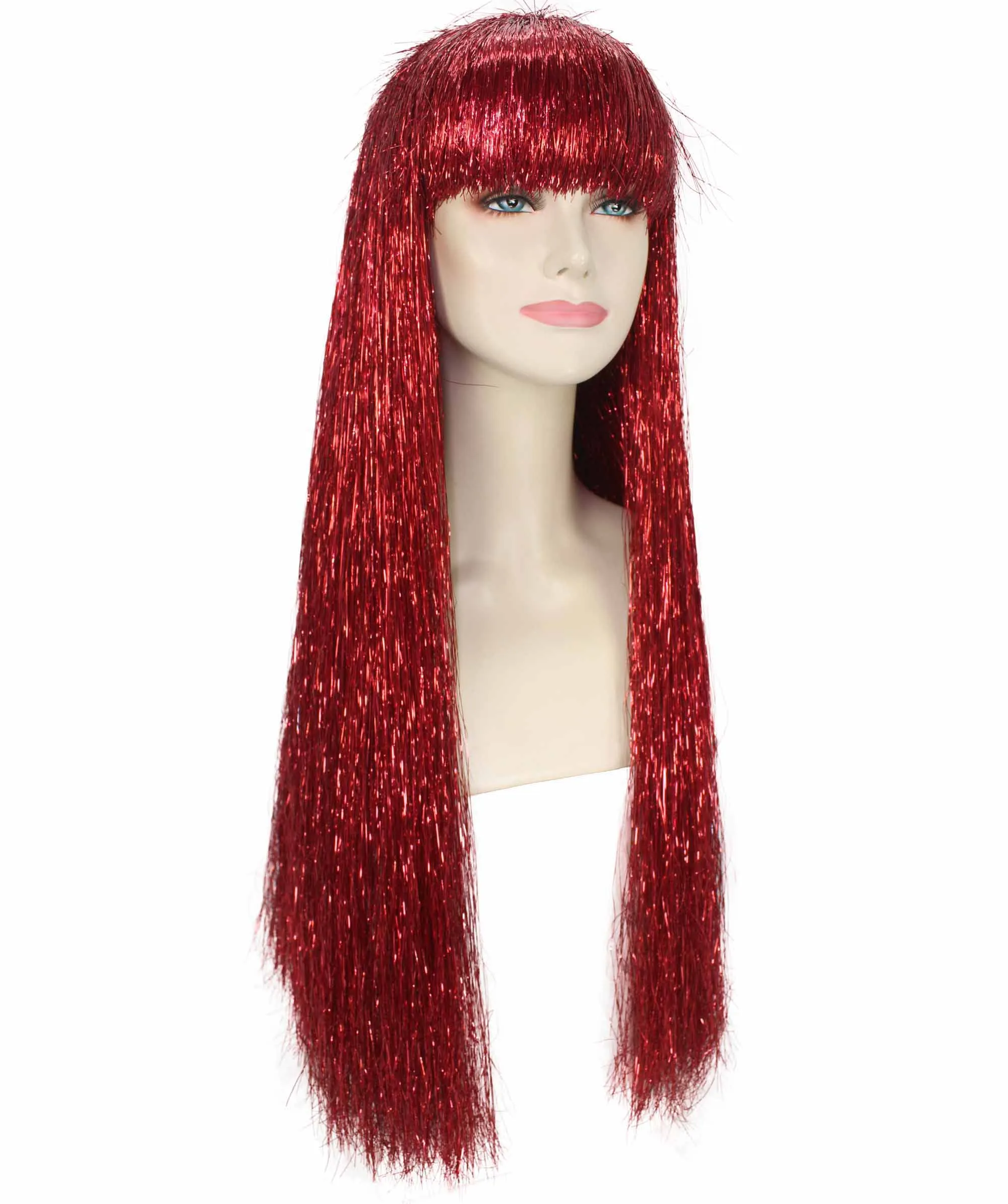 Adult Women Long Tinsel Wig Collection | Party Ready Fancy Cosplay Halloween Wig | Premium Breathable Capless Cap