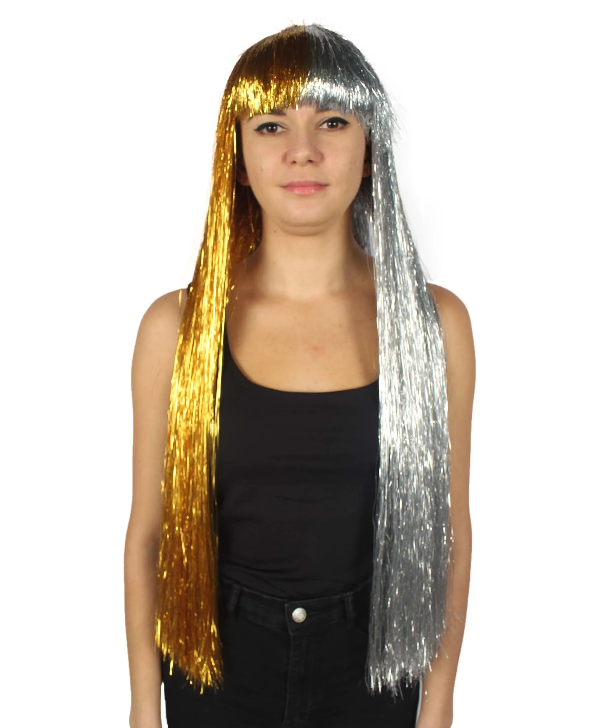 Adult Women Long Tinsel Wig Collection | Party Ready Fancy Cosplay Halloween Wig | Premium Breathable Capless Cap