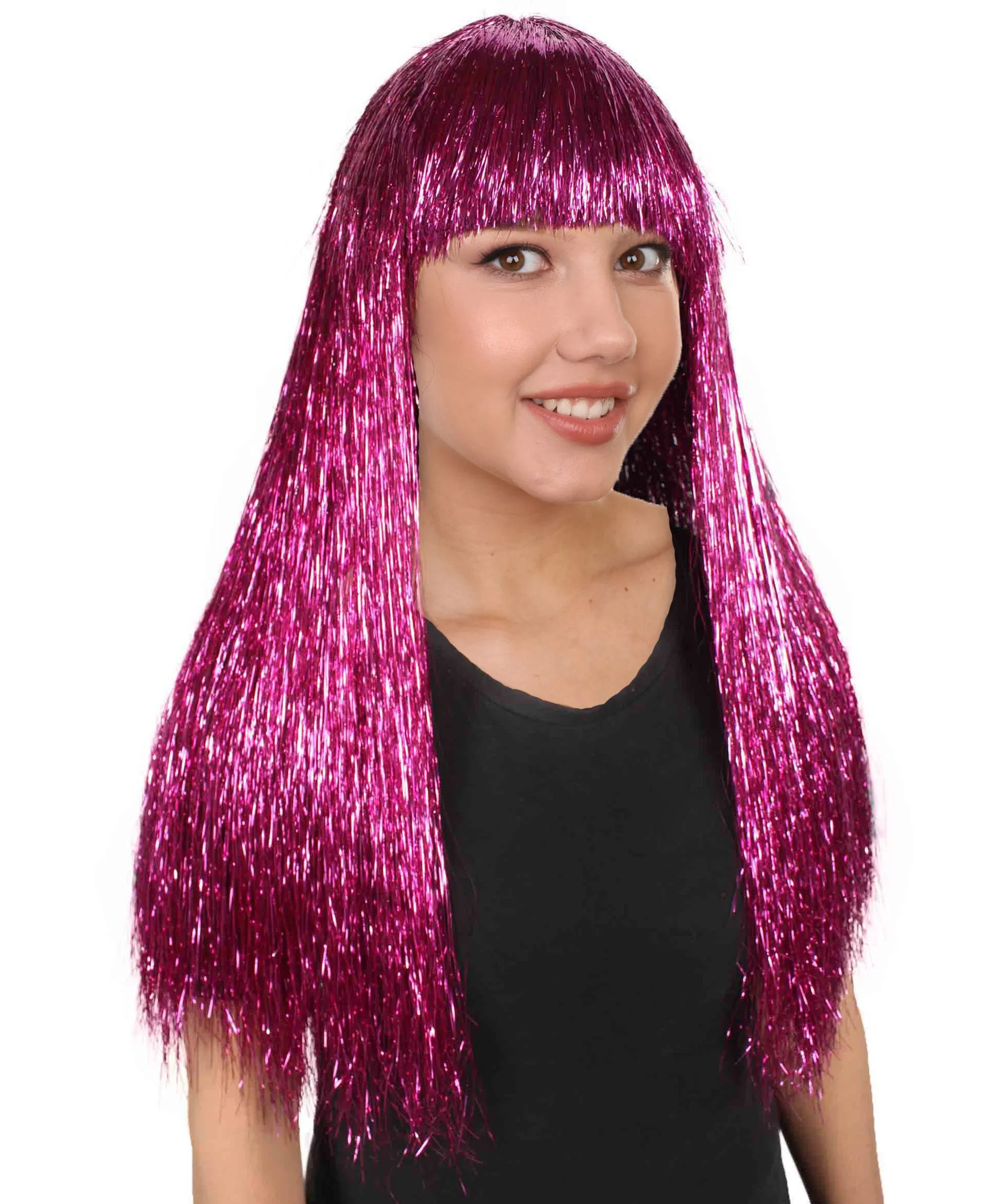 Adult Women Long Tinsel Wig Collection | Party Ready Fancy Cosplay Halloween Wig | Premium Breathable Capless Cap