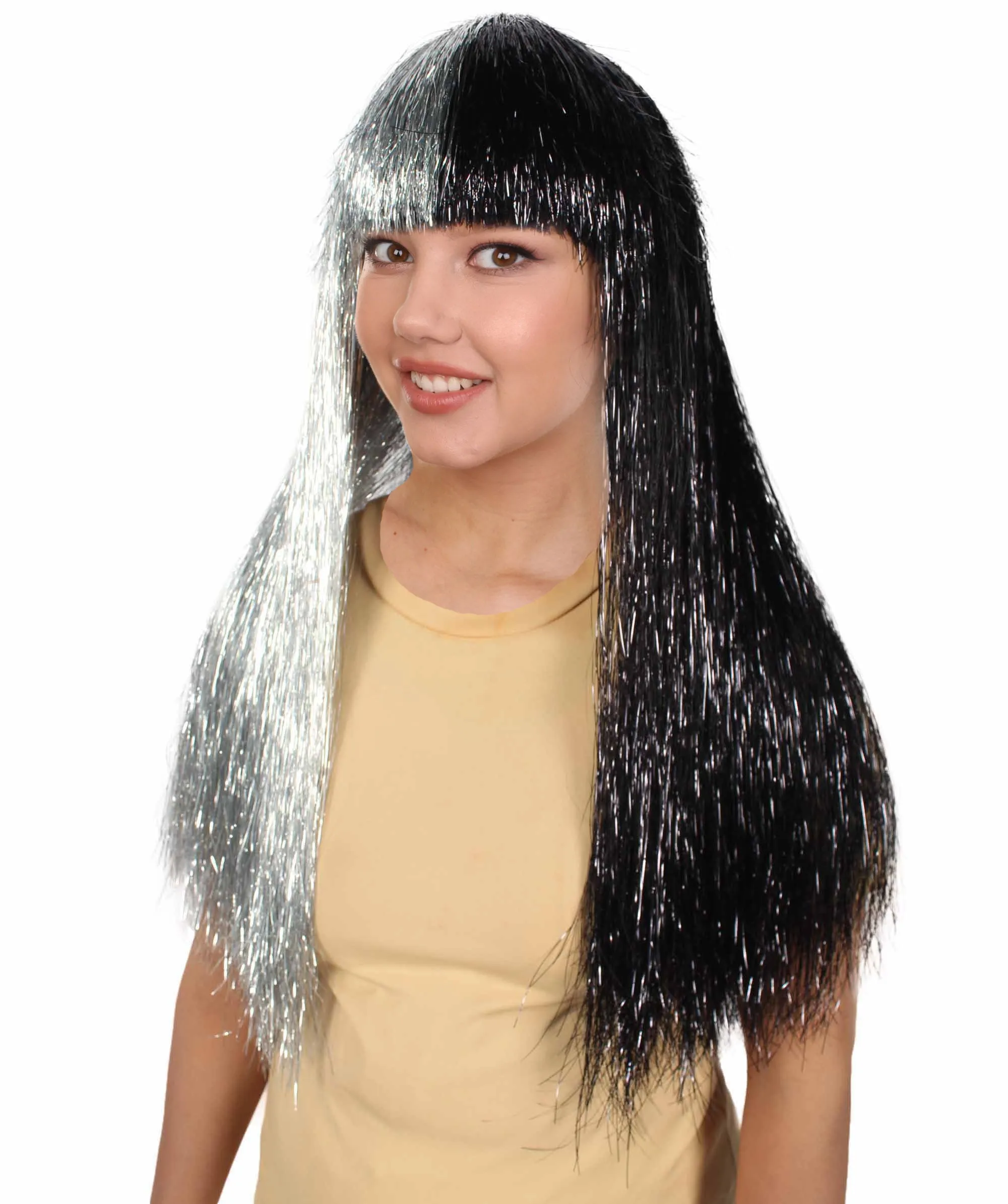 Adult Women Long Tinsel Wig Collection | Party Ready Fancy Cosplay Halloween Wig | Premium Breathable Capless Cap