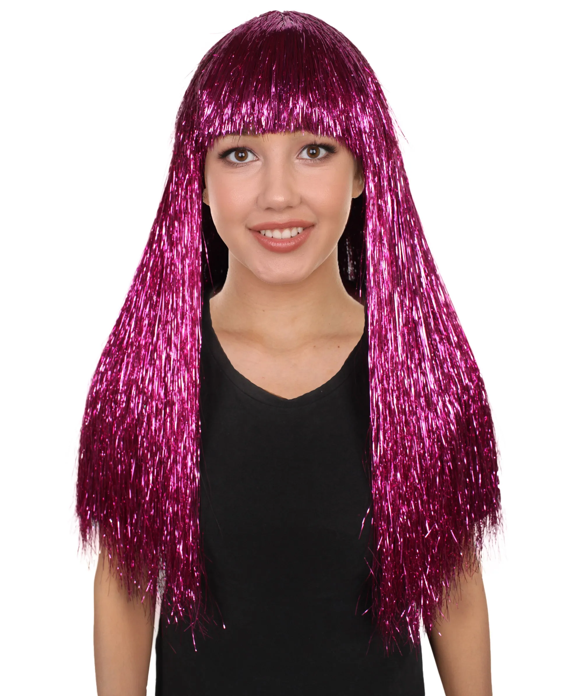 Adult Women Long Tinsel Wig Collection | Party Ready Fancy Cosplay Halloween Wig | Premium Breathable Capless Cap