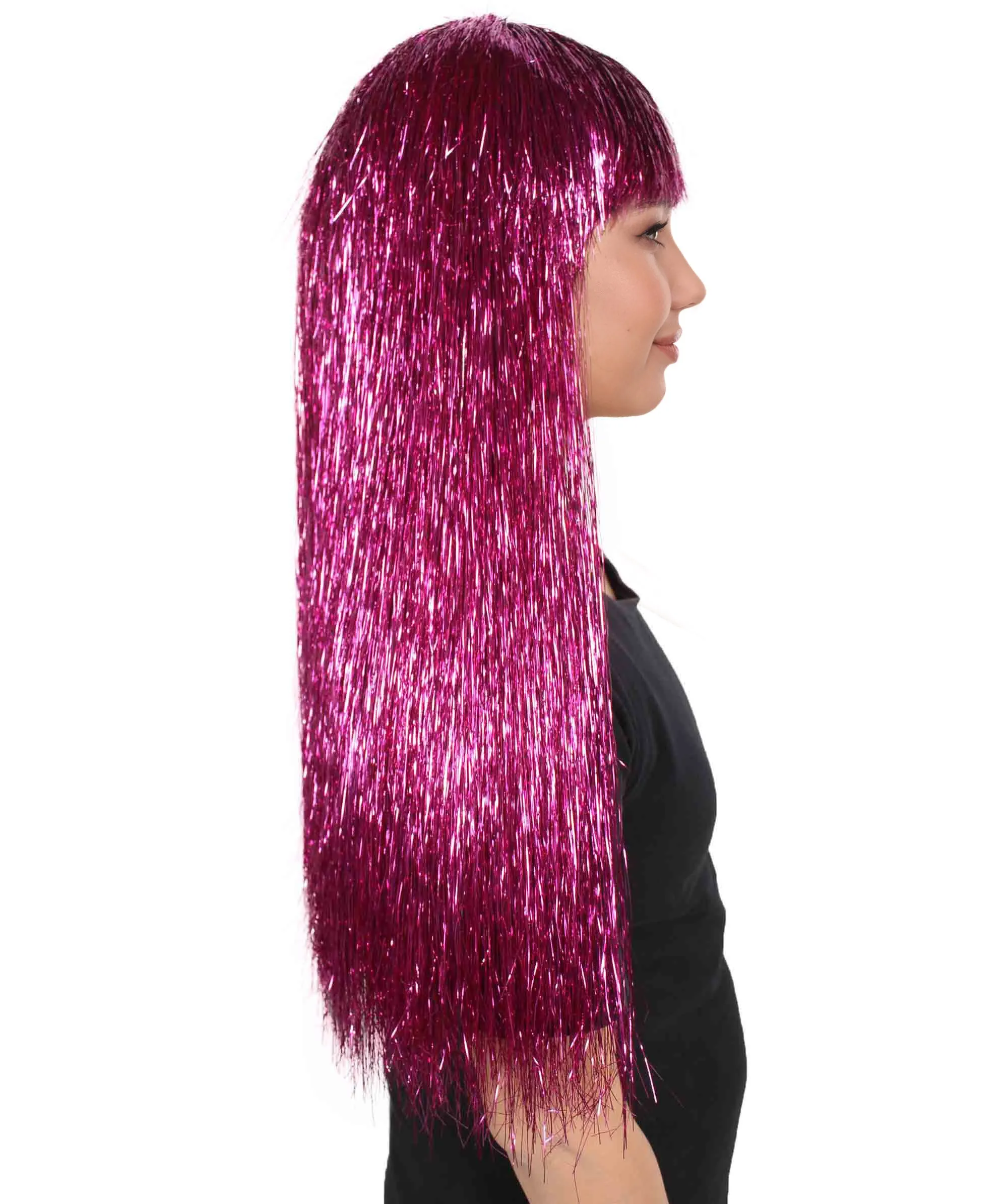 Adult Women Long Tinsel Wig Collection | Party Ready Fancy Cosplay Halloween Wig | Premium Breathable Capless Cap