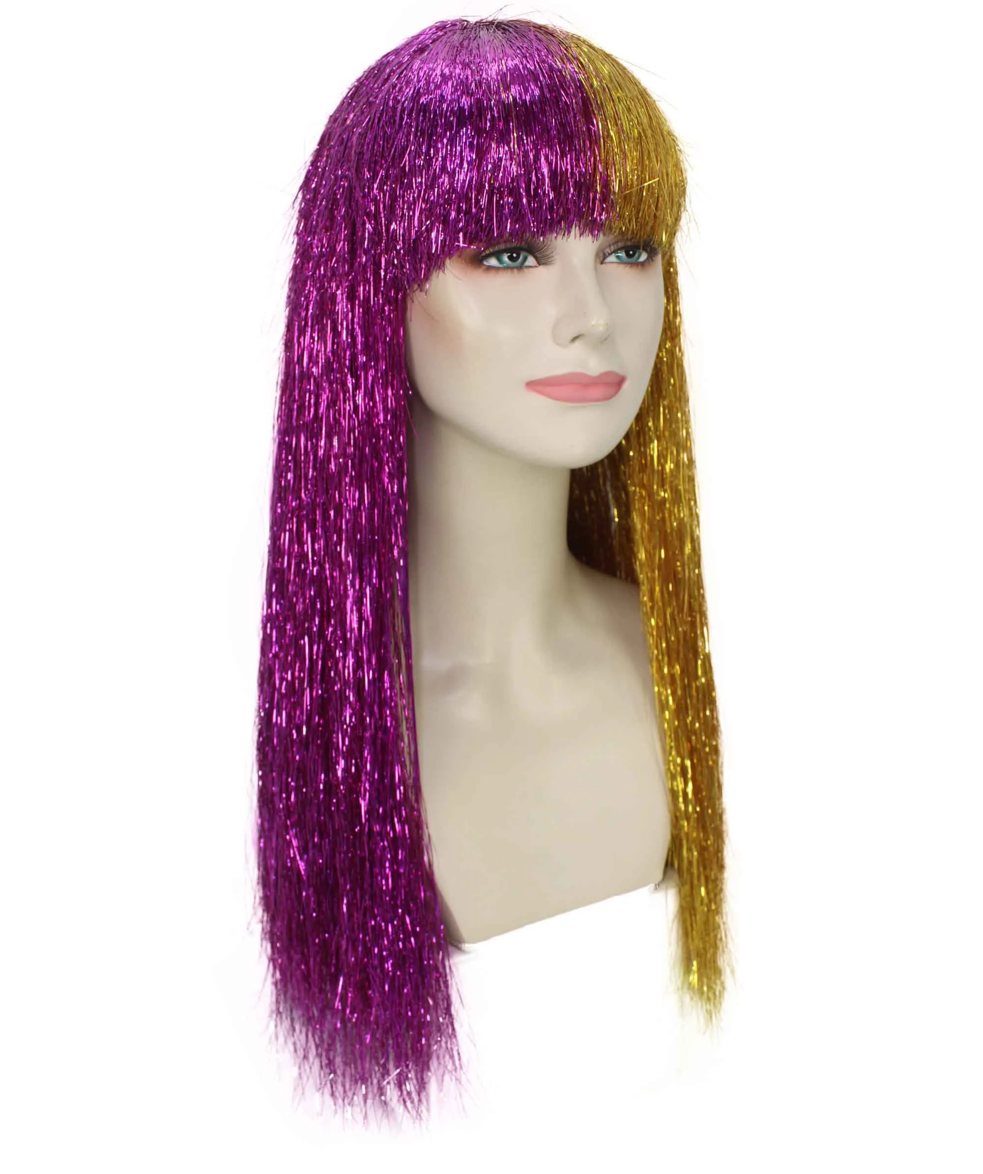 Adult Women Long Tinsel Wig Collection | Party Ready Fancy Cosplay Halloween Wig | Premium Breathable Capless Cap