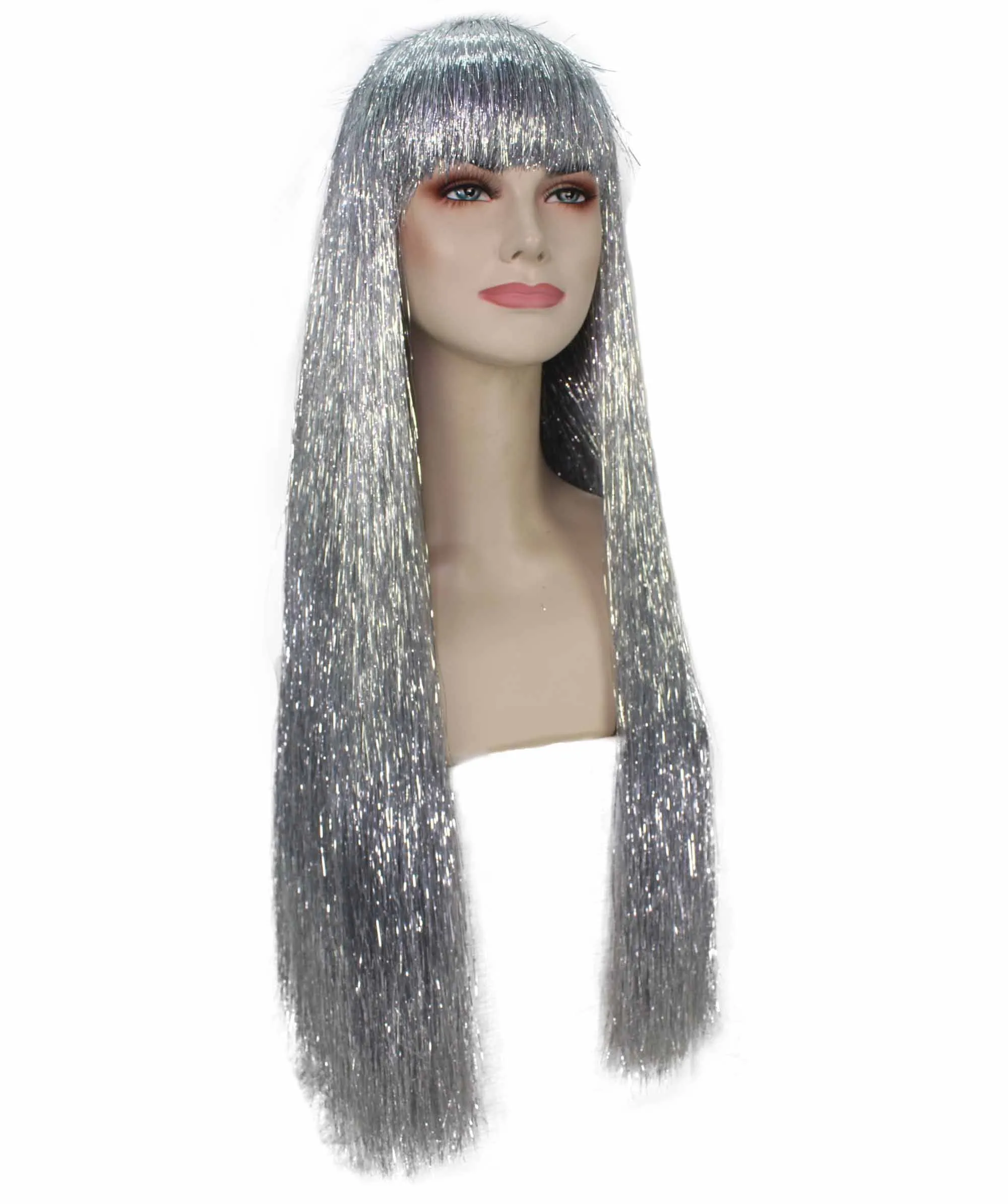 Adult Women Long Tinsel Wig Collection | Party Ready Fancy Cosplay Halloween Wig | Premium Breathable Capless Cap