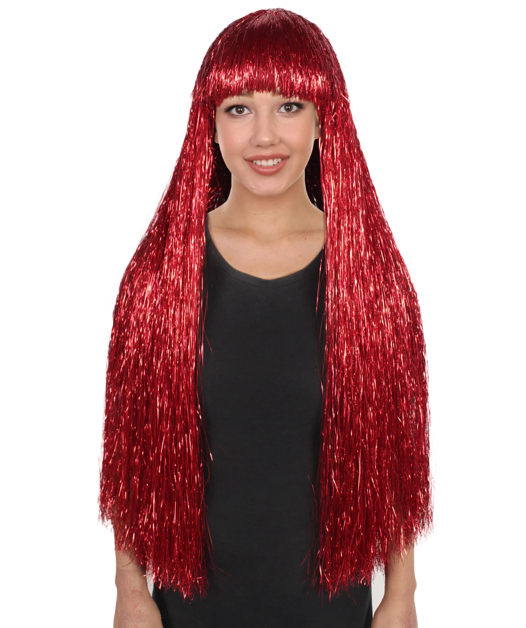 Adult Women Long Tinsel Wig Collection | Party Ready Fancy Cosplay Halloween Wig | Premium Breathable Capless Cap