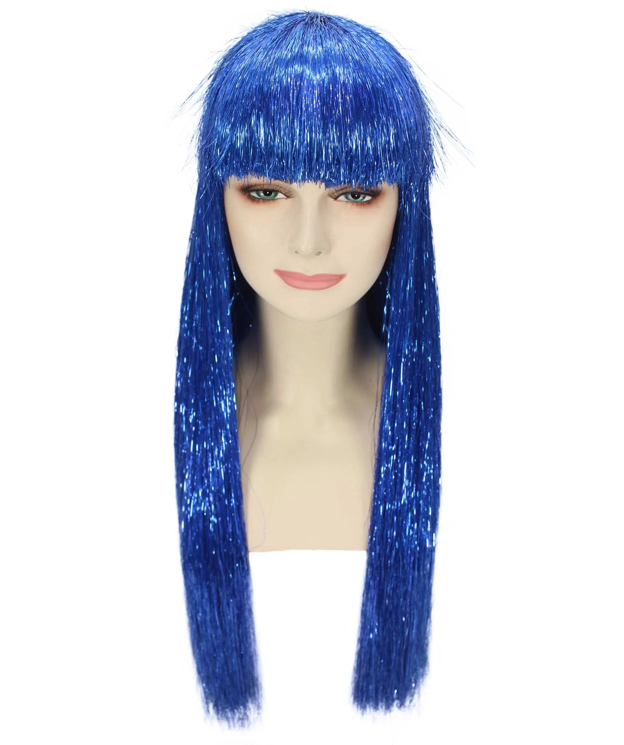 Adult Women Long Tinsel Wig Collection | Party Ready Fancy Cosplay Halloween Wig | Premium Breathable Capless Cap