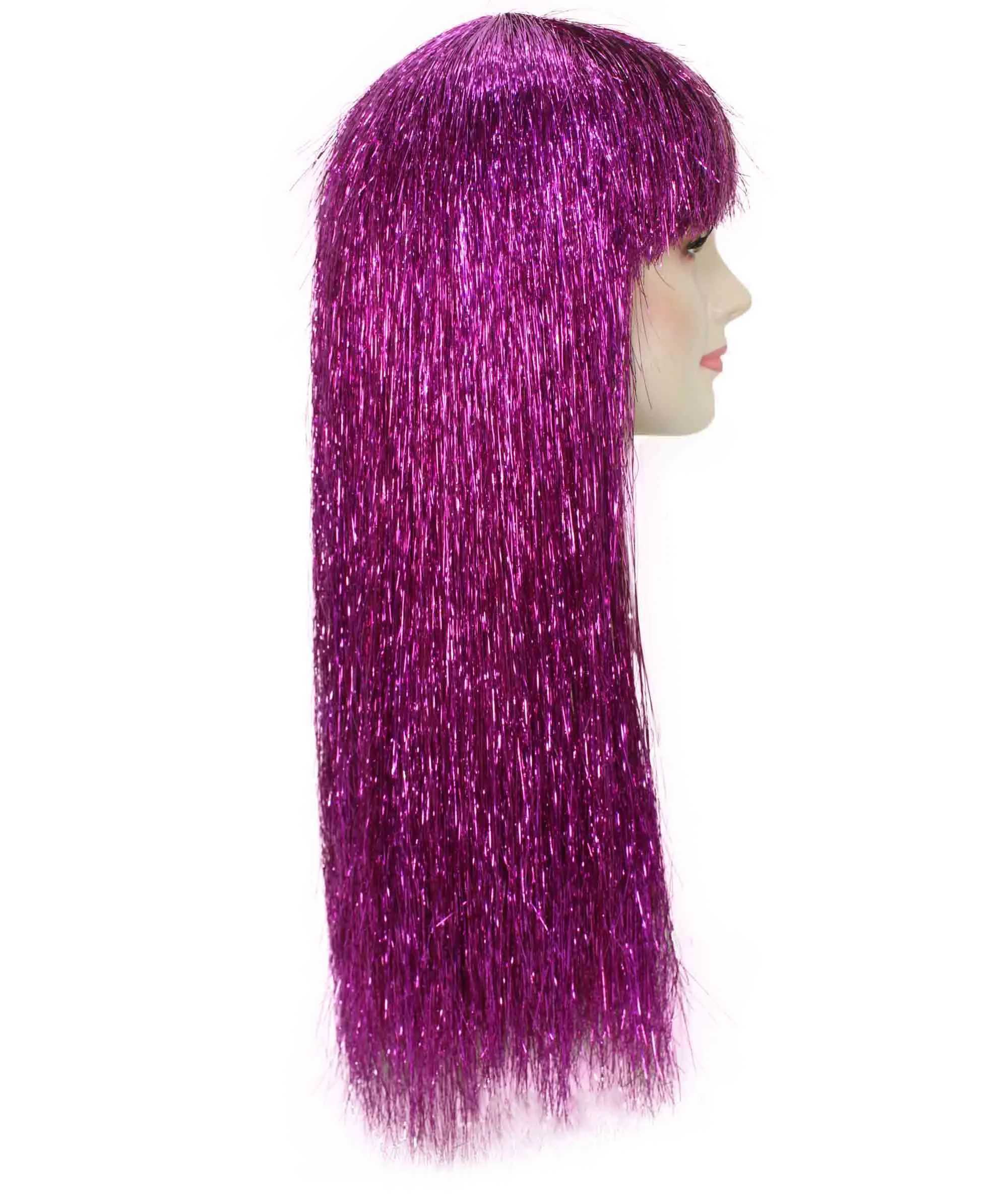 Adult Women Long Tinsel Wig Collection | Party Ready Fancy Cosplay Halloween Wig | Premium Breathable Capless Cap