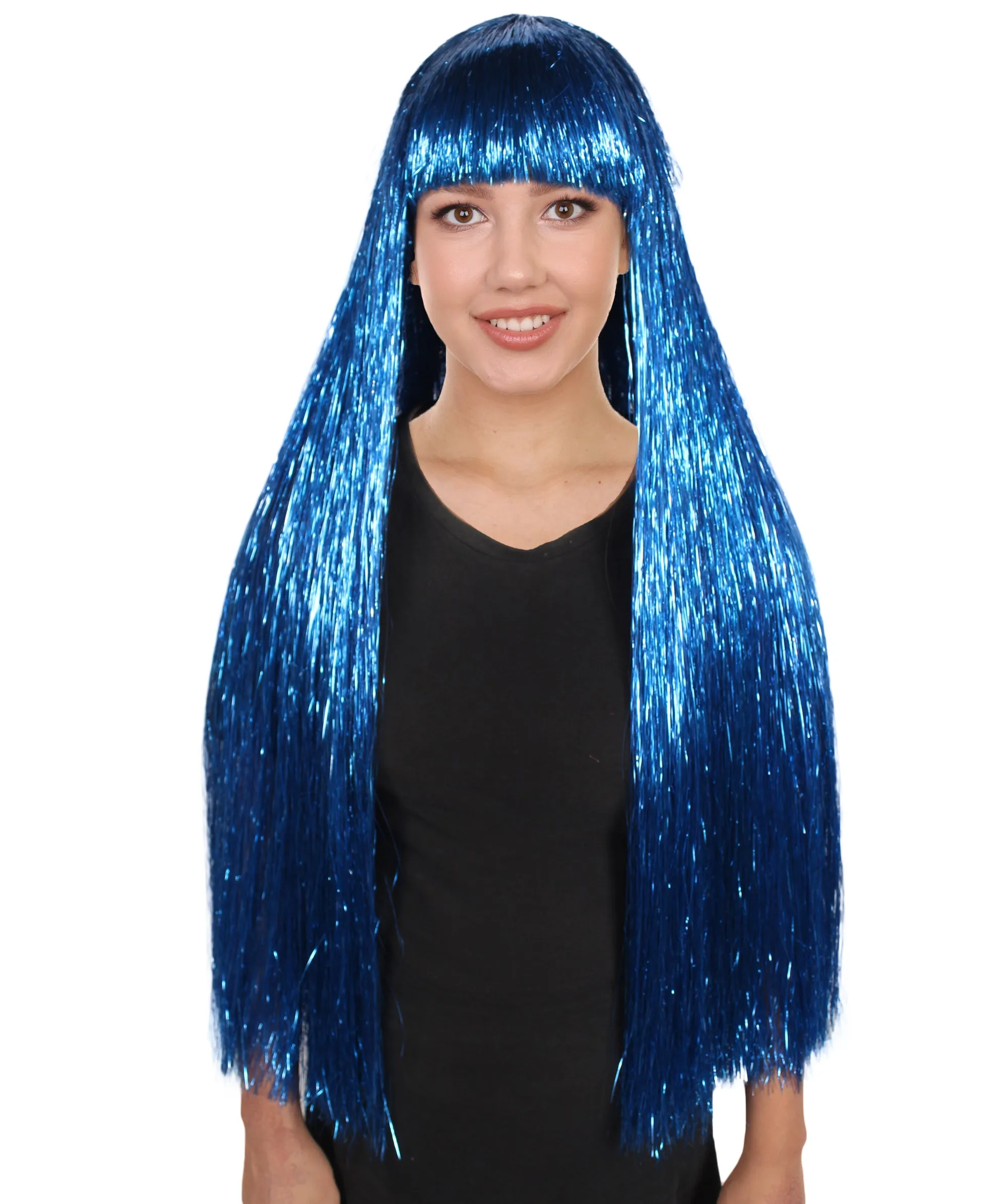 Adult Women Long Tinsel Wig Collection | Party Ready Fancy Cosplay Halloween Wig | Premium Breathable Capless Cap