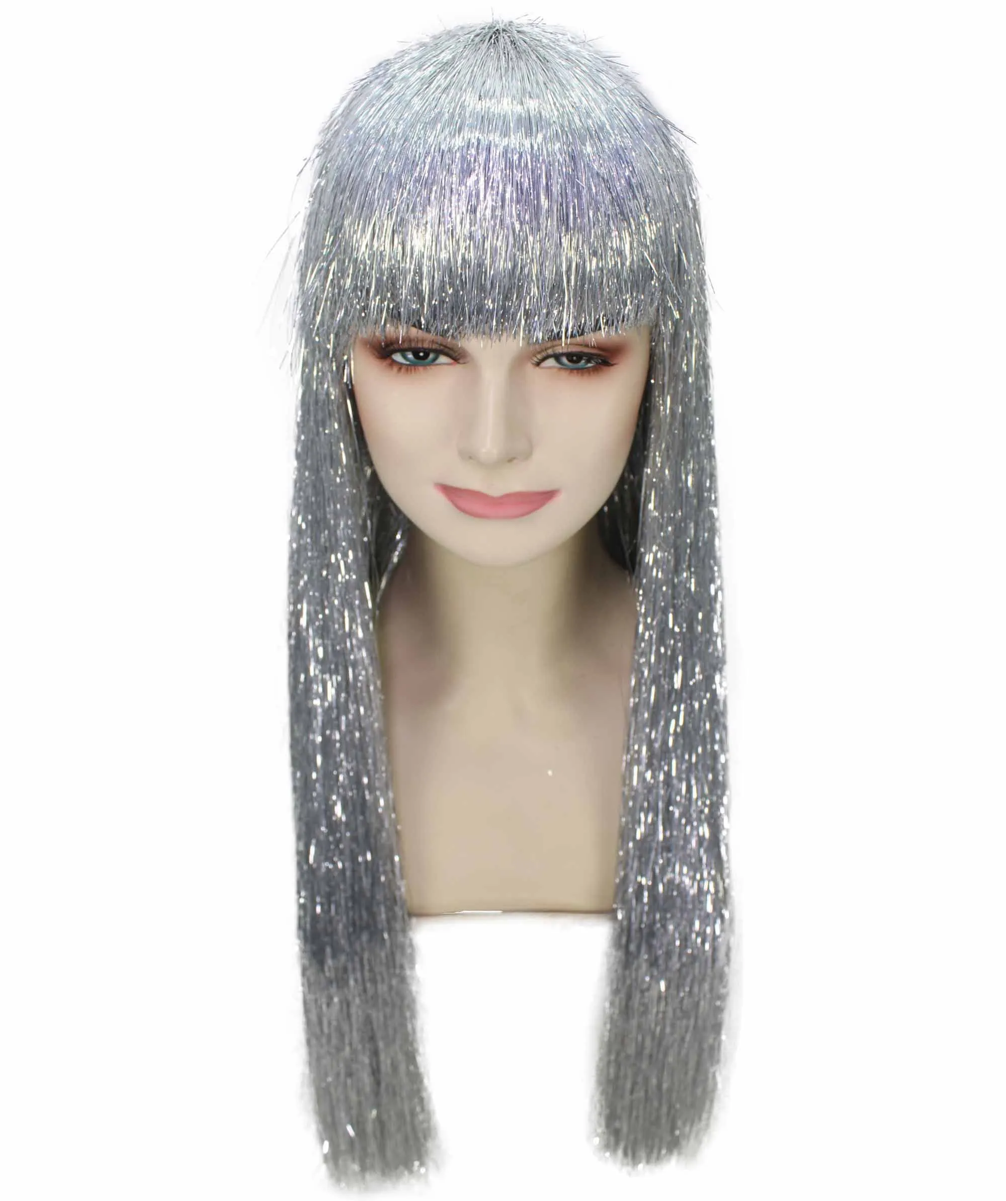 Adult Women Long Tinsel Wig Collection | Party Ready Fancy Cosplay Halloween Wig | Premium Breathable Capless Cap