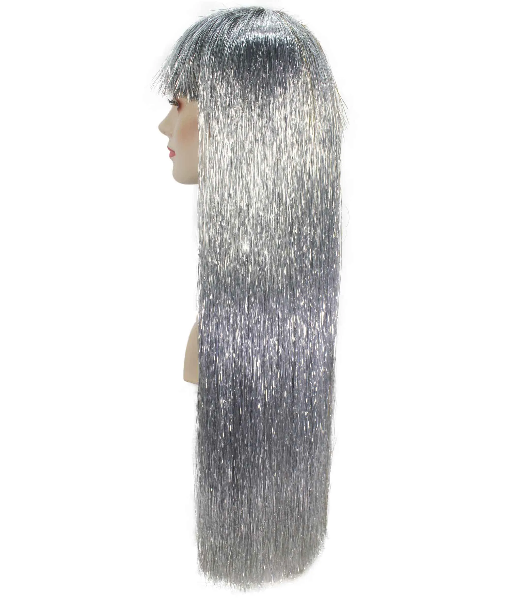 Adult Women Long Tinsel Wig Collection | Party Ready Fancy Cosplay Halloween Wig | Premium Breathable Capless Cap