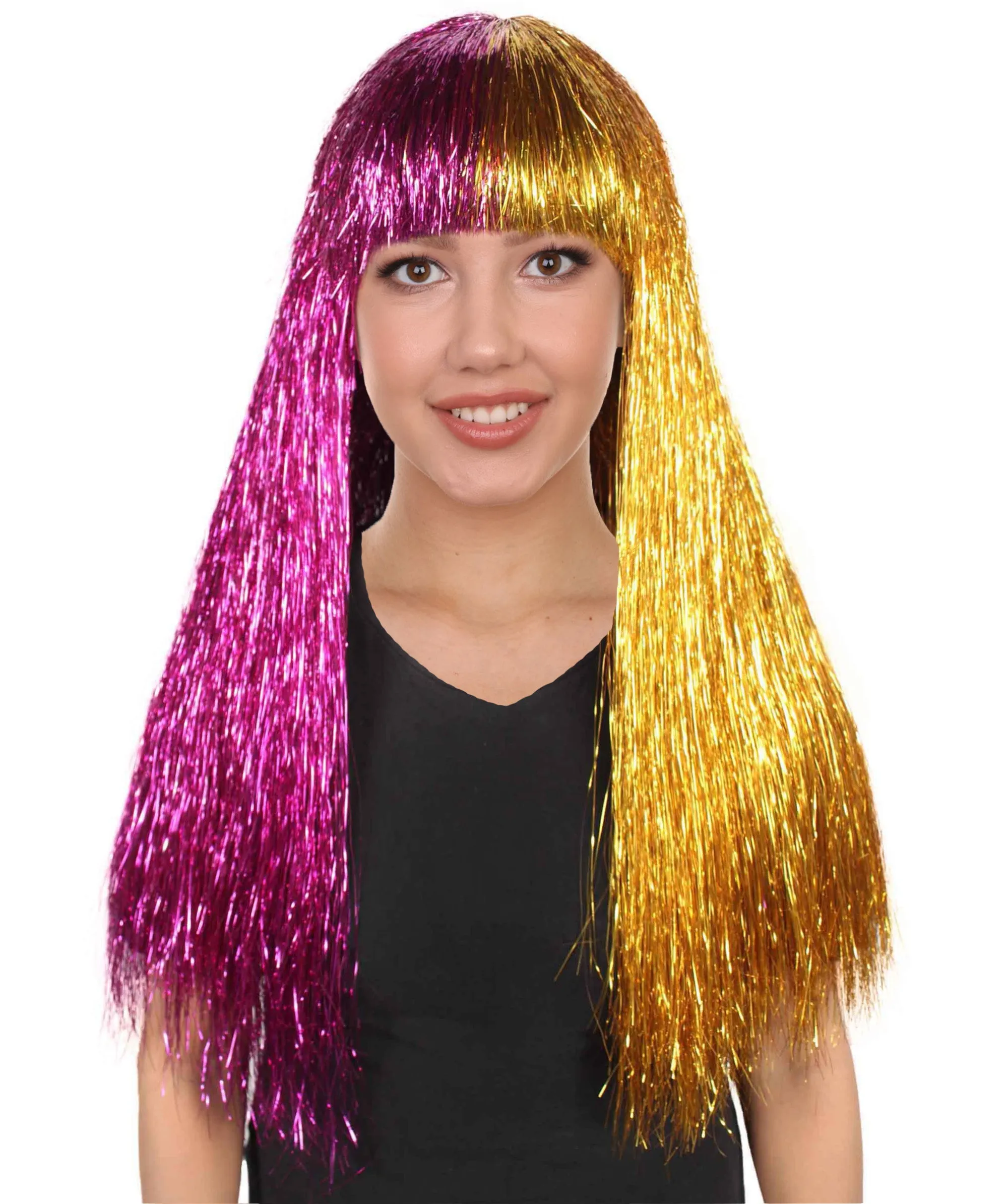 Adult Women Long Tinsel Wig Collection | Party Ready Fancy Cosplay Halloween Wig | Premium Breathable Capless Cap