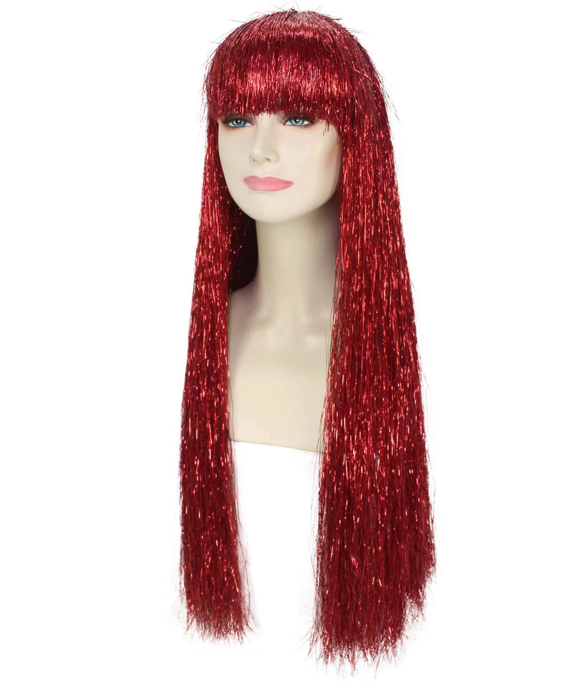 Adult Women Long Tinsel Wig Collection | Party Ready Fancy Cosplay Halloween Wig | Premium Breathable Capless Cap