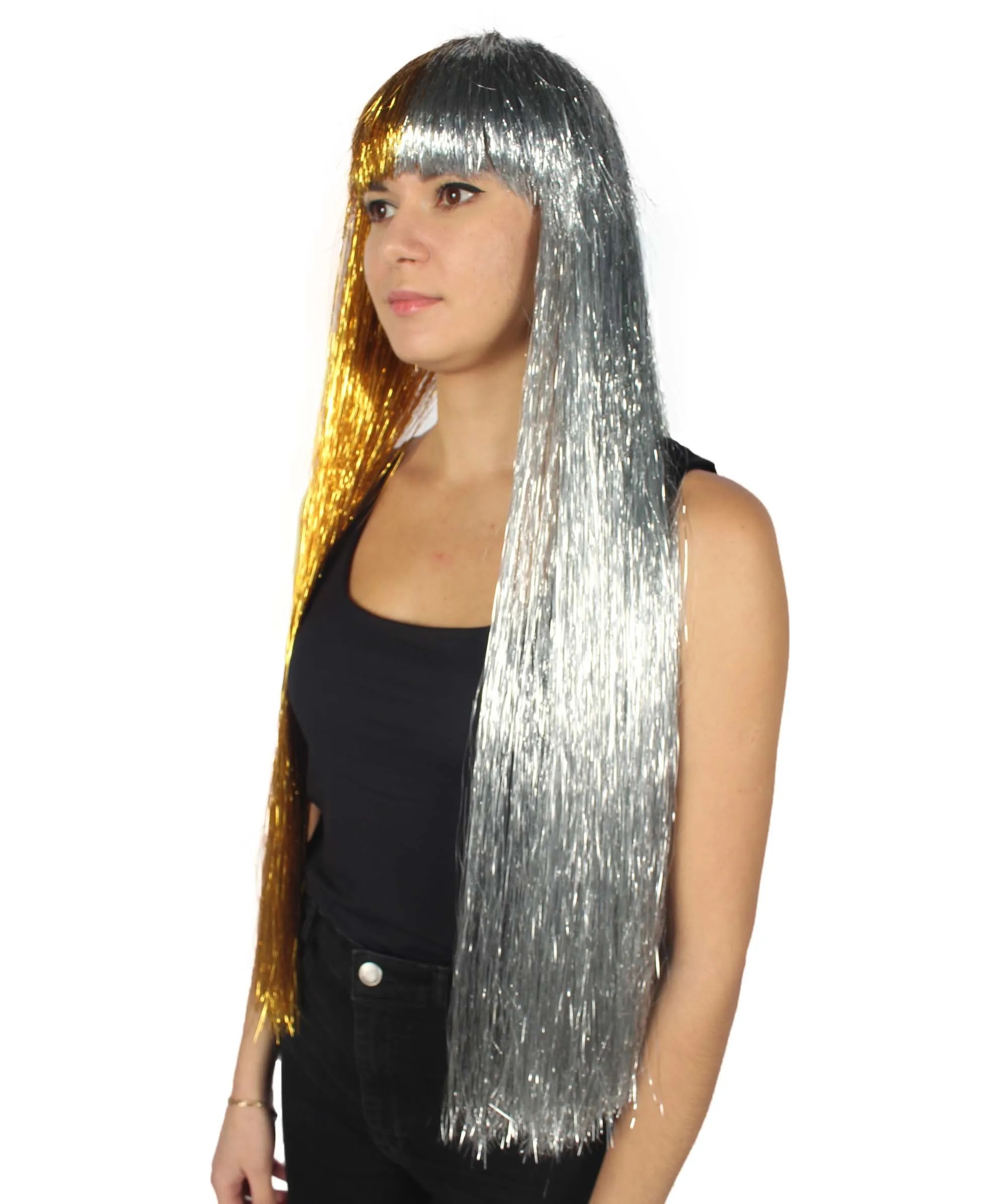 Adult Women Long Tinsel Wig Collection | Party Ready Fancy Cosplay Halloween Wig | Premium Breathable Capless Cap