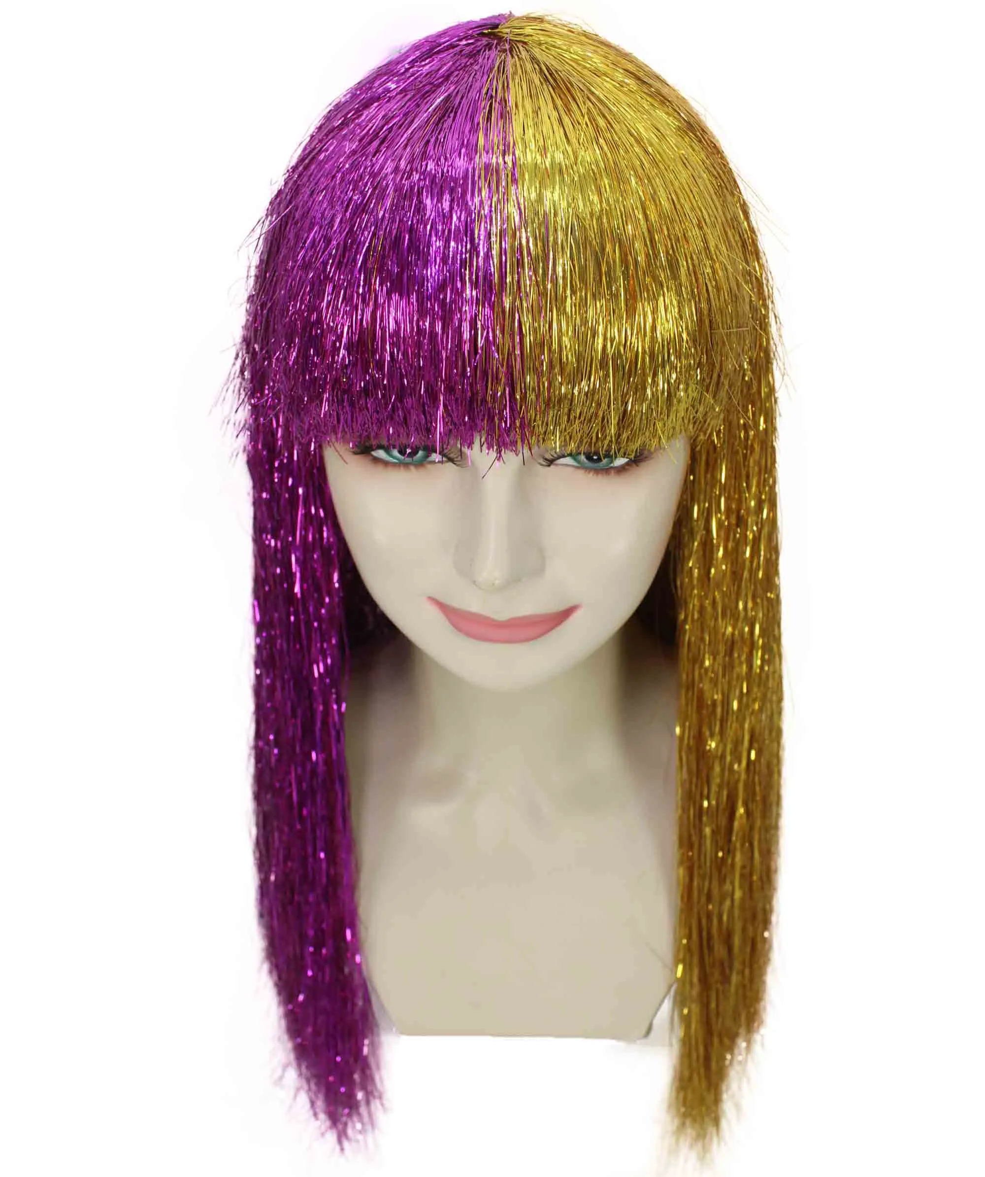 Adult Women Long Tinsel Wig Collection | Party Ready Fancy Cosplay Halloween Wig | Premium Breathable Capless Cap