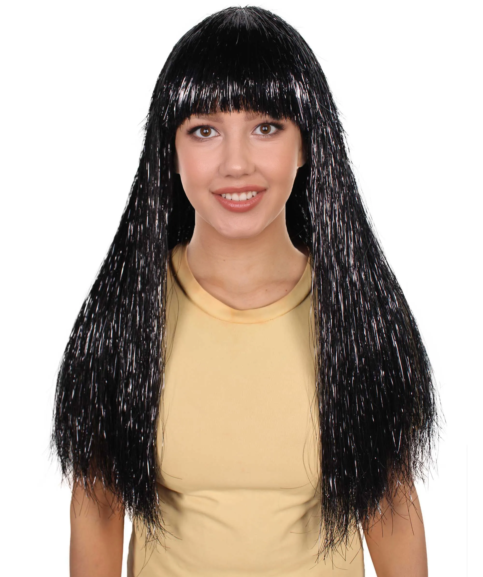 Adult Women Long Tinsel Wig Collection | Party Ready Fancy Cosplay Halloween Wig | Premium Breathable Capless Cap