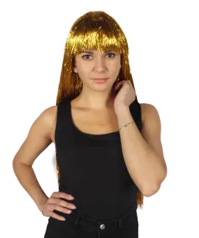 Adult Women Long Tinsel Wig Collection | Party Ready Fancy Cosplay Halloween Wig | Premium Breathable Capless Cap