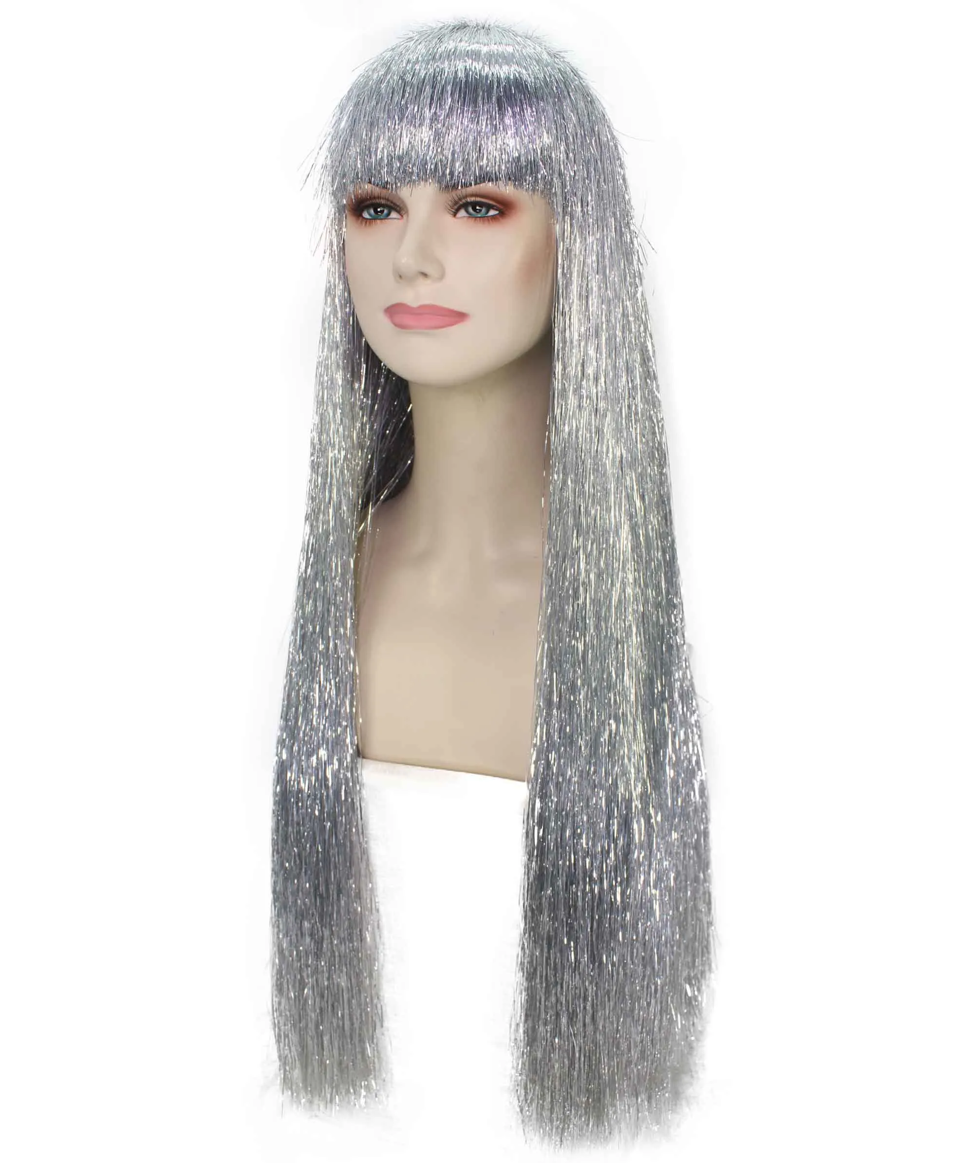 Adult Women Long Tinsel Wig Collection | Party Ready Fancy Cosplay Halloween Wig | Premium Breathable Capless Cap