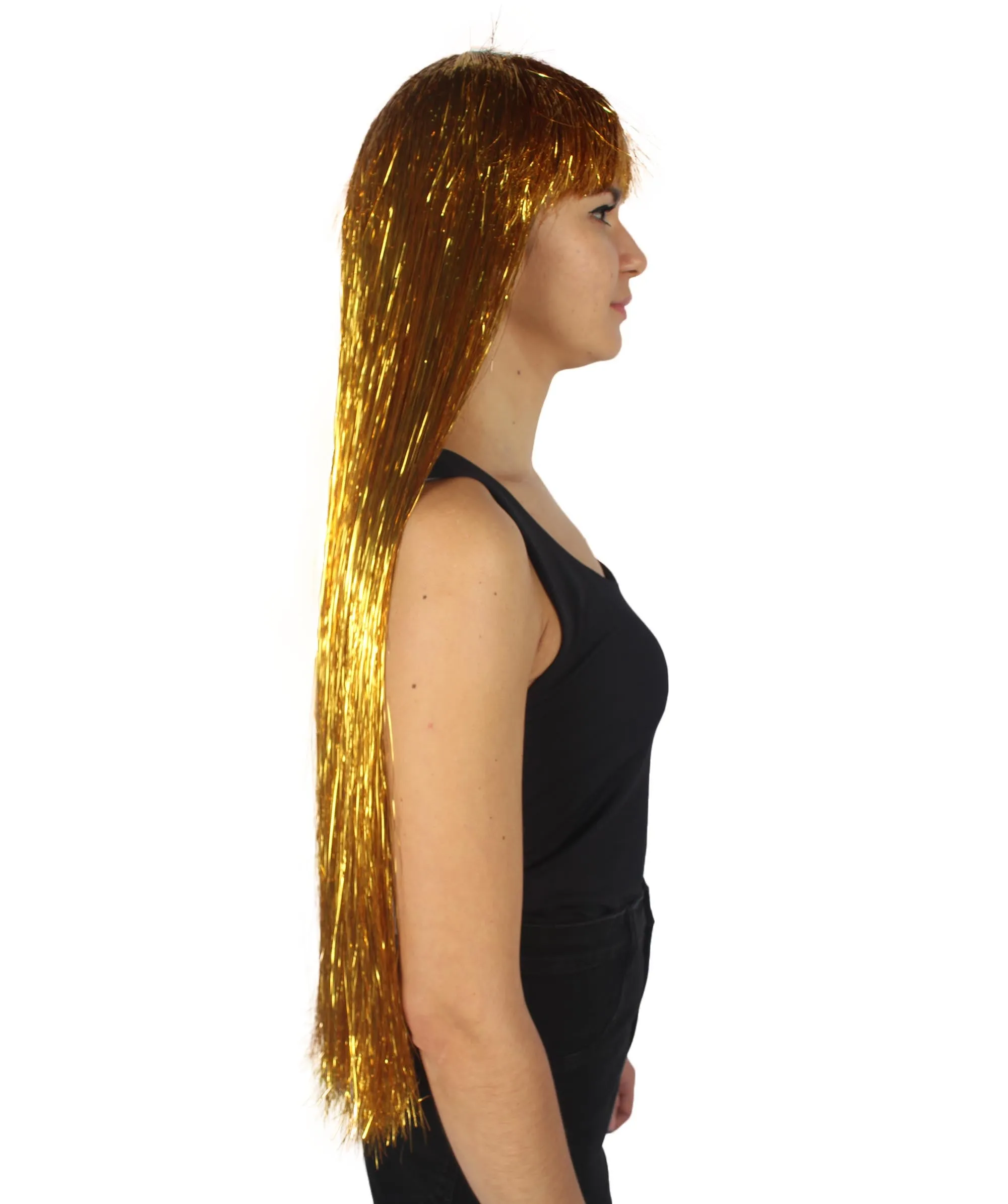 Adult Women Long Tinsel Wig Collection | Party Ready Fancy Cosplay Halloween Wig | Premium Breathable Capless Cap