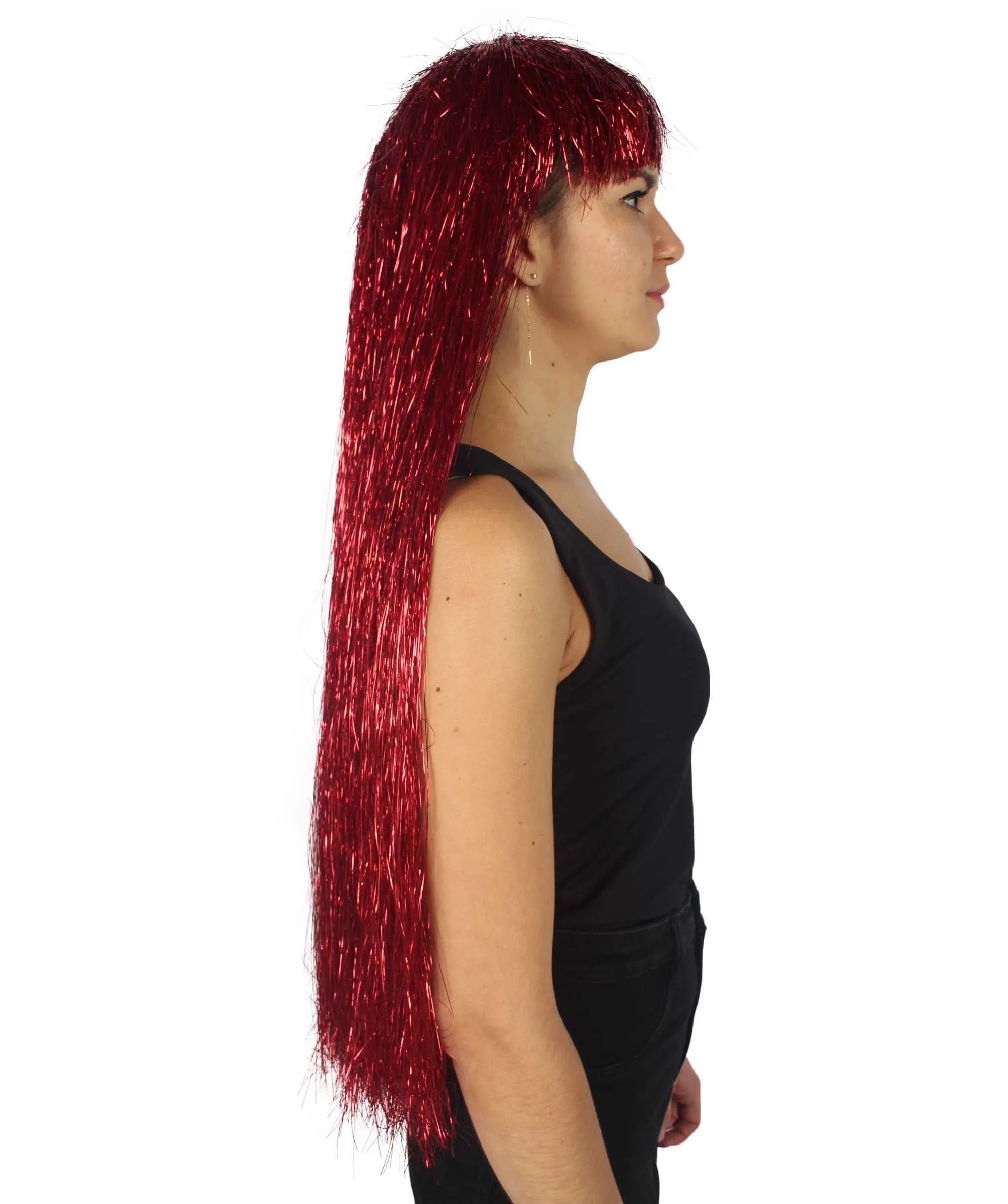 Adult Women Long Tinsel Wig Collection | Party Ready Fancy Cosplay Halloween Wig | Premium Breathable Capless Cap