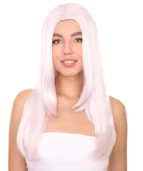 Adult Women's 23" Inch Long Length Halloween  Cosplay Police Officer Costume White Wig, Synthetic Soft Fiber Hair, Perfect for your next Convention and Group Anime Party! | HPO