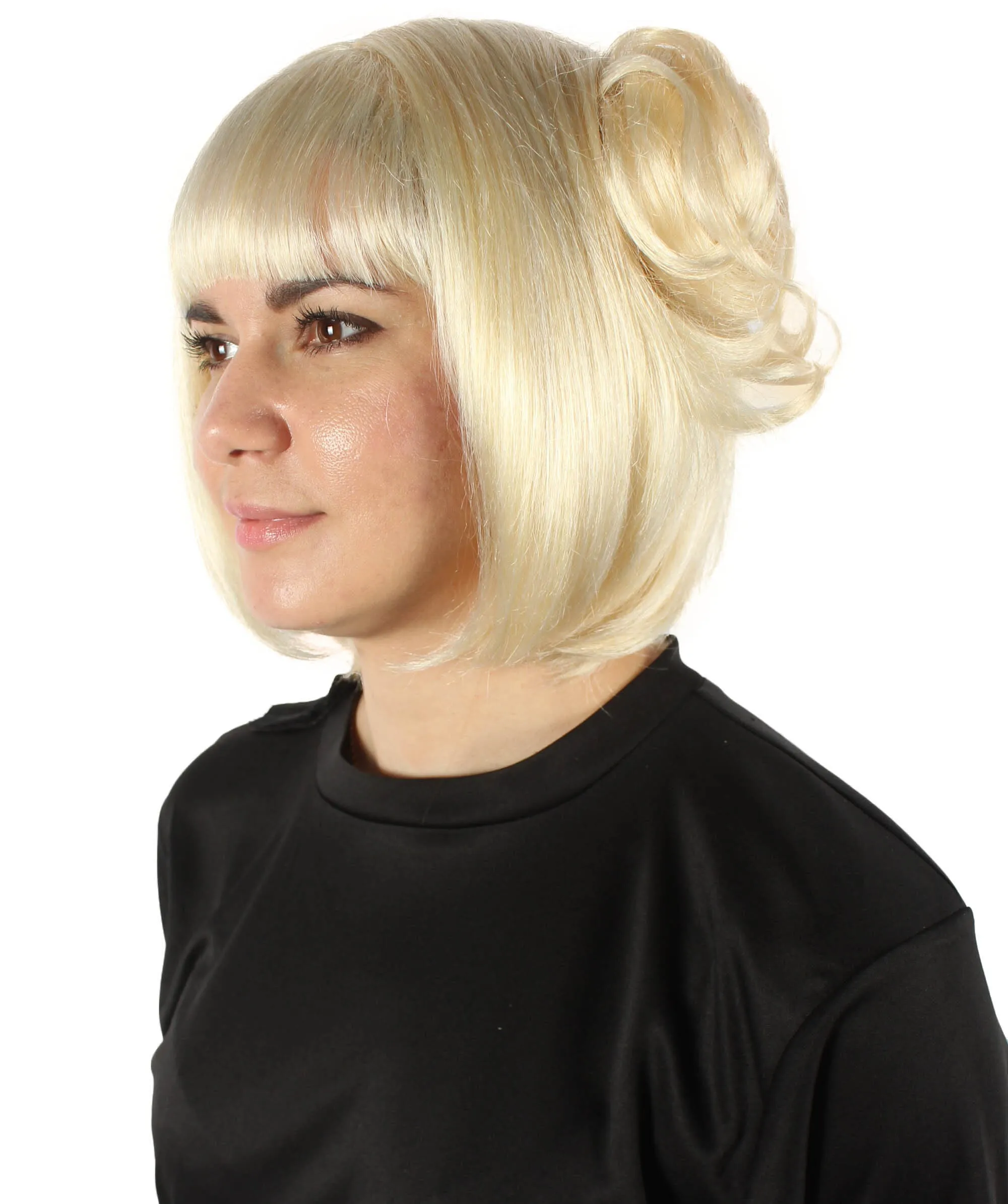 Adult Women’s Academy Ash-blonde Wig with Buns Bangs Strands | Flame-retardant 100% Synthetic Fiber Cosplay Wig