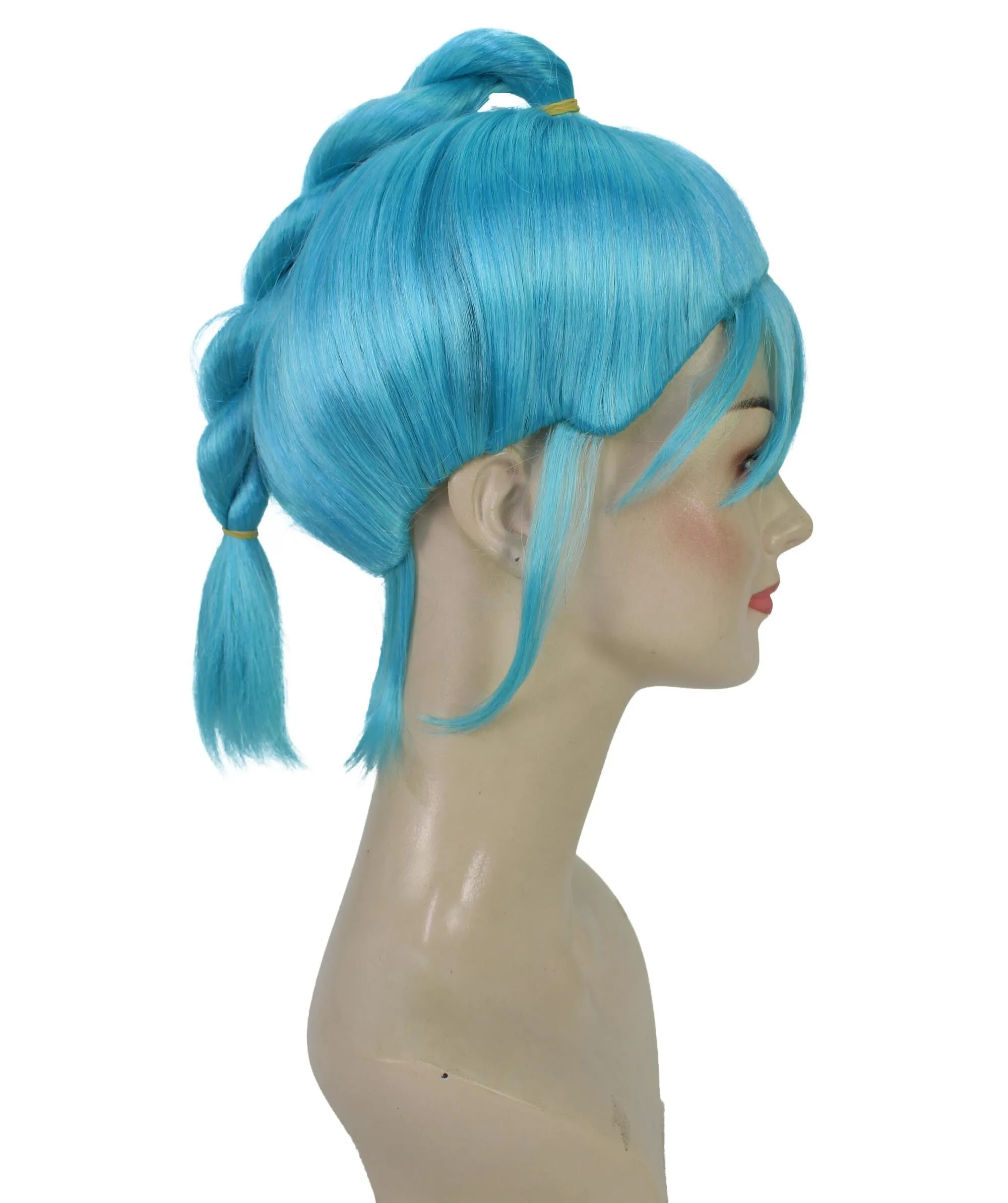 Adult Women's Anime Scientist Blue Bangs Fringe Braided Wig I Best for Halloween I Flame-retardant Synthetic Fiber