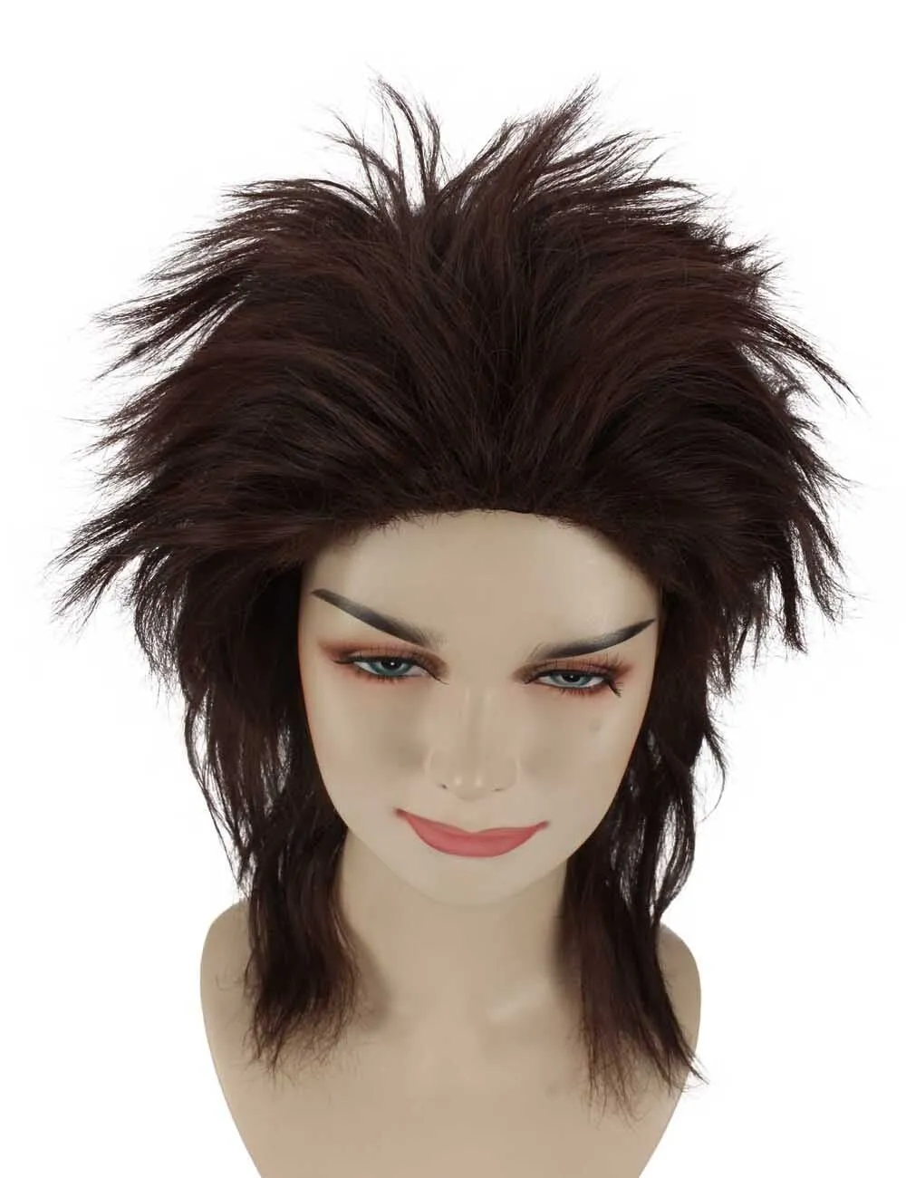 Adult Women's  Dark Brown 80's Mullet Wig | Perfect for Halloween | Flame-retardant Synthetic Fiber