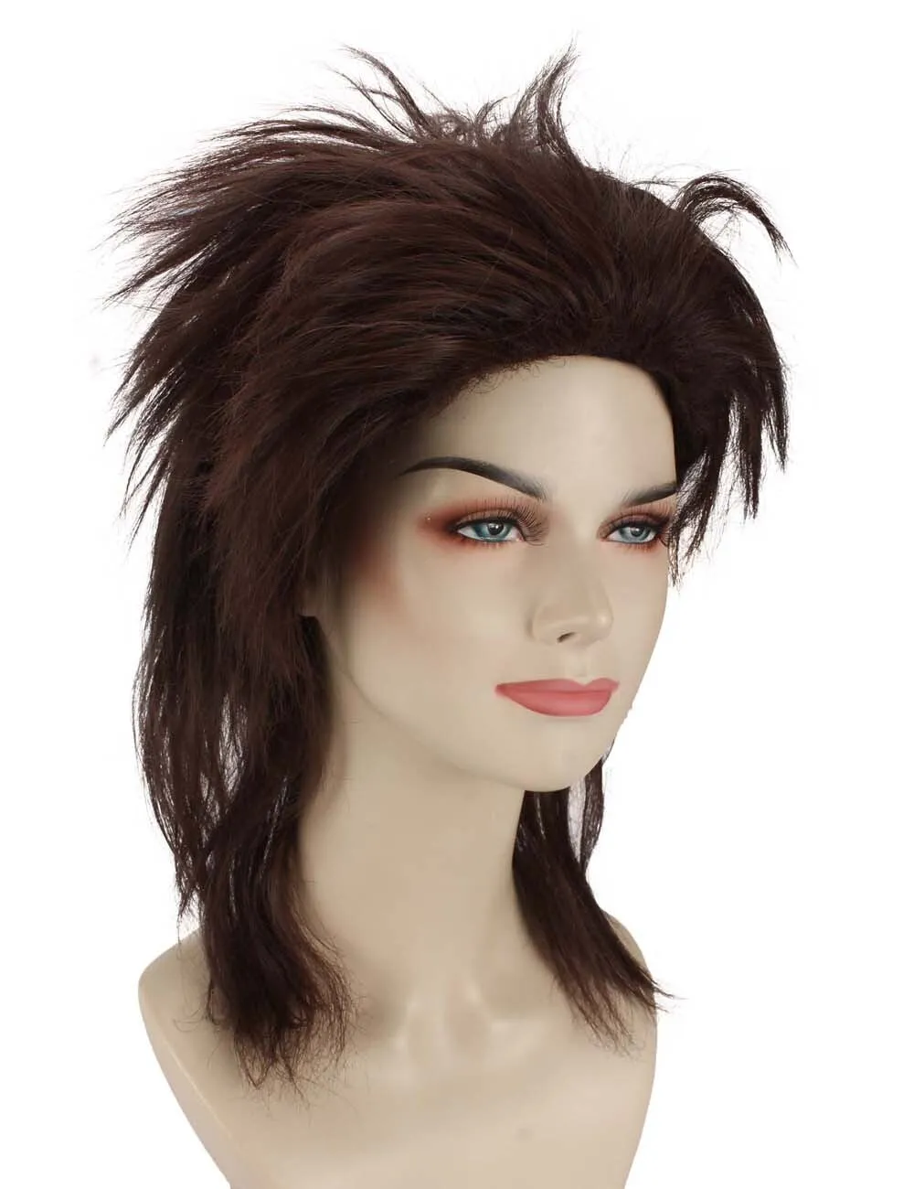 Adult Women's  Dark Brown 80's Mullet Wig | Perfect for Halloween | Flame-retardant Synthetic Fiber