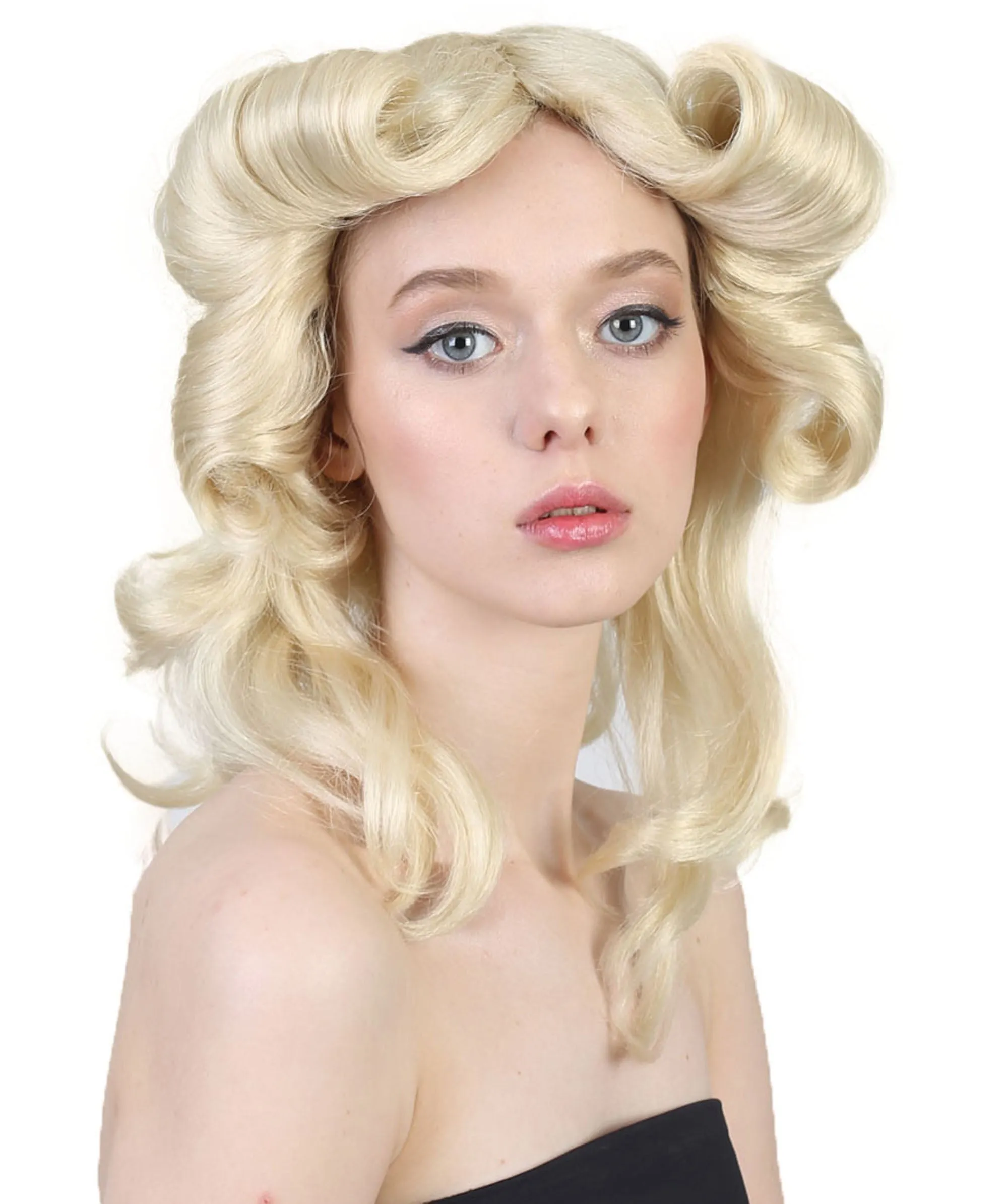 Adult Women’s Fancy Blonde Long Curly Goddess Wig | Suitable for Halloween | Premium Breathable Capless Cap