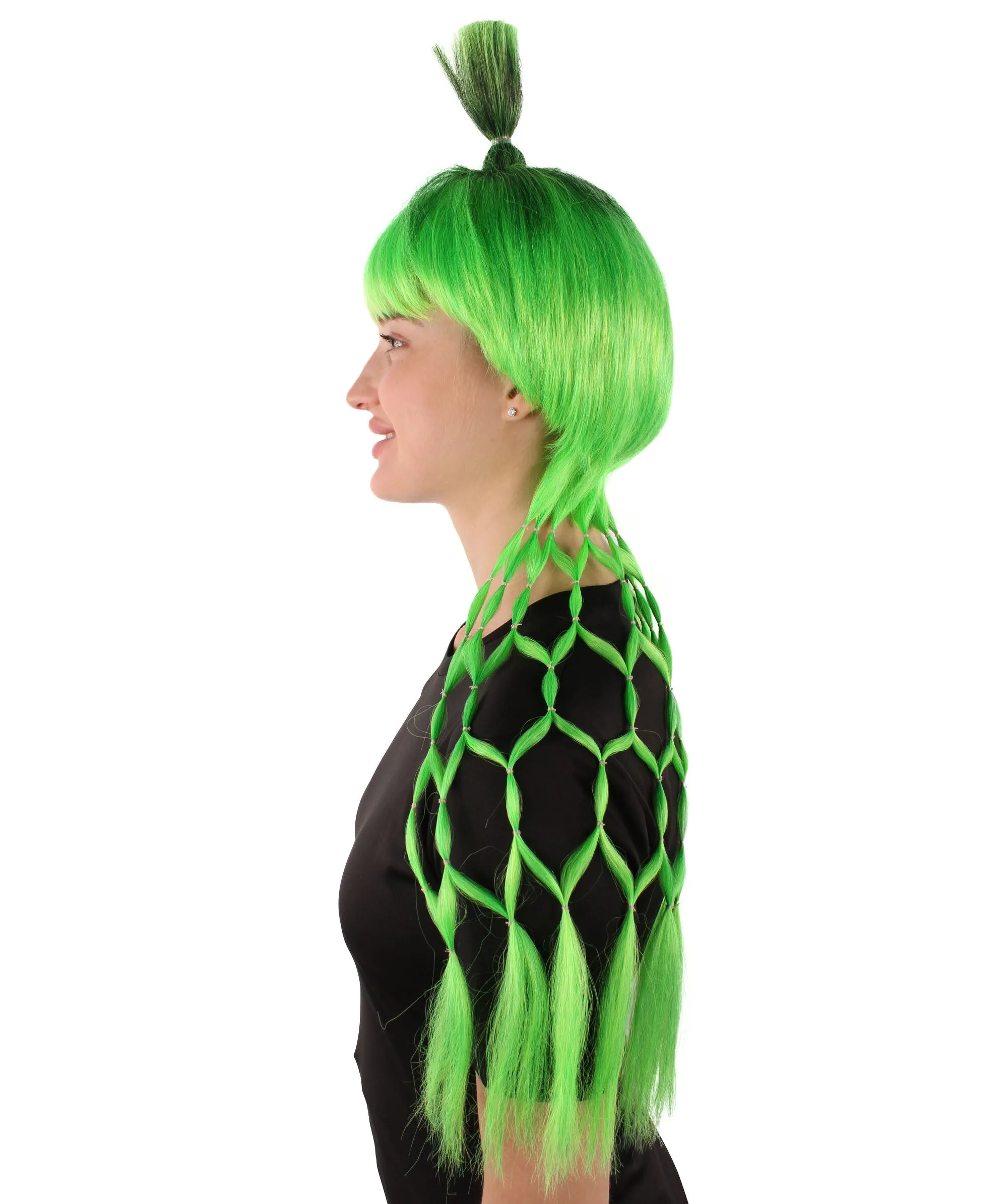 Adult Women's Green Long Cosplay Wig I Perfect for Halloween I Flame retardant Synthetic Fiber