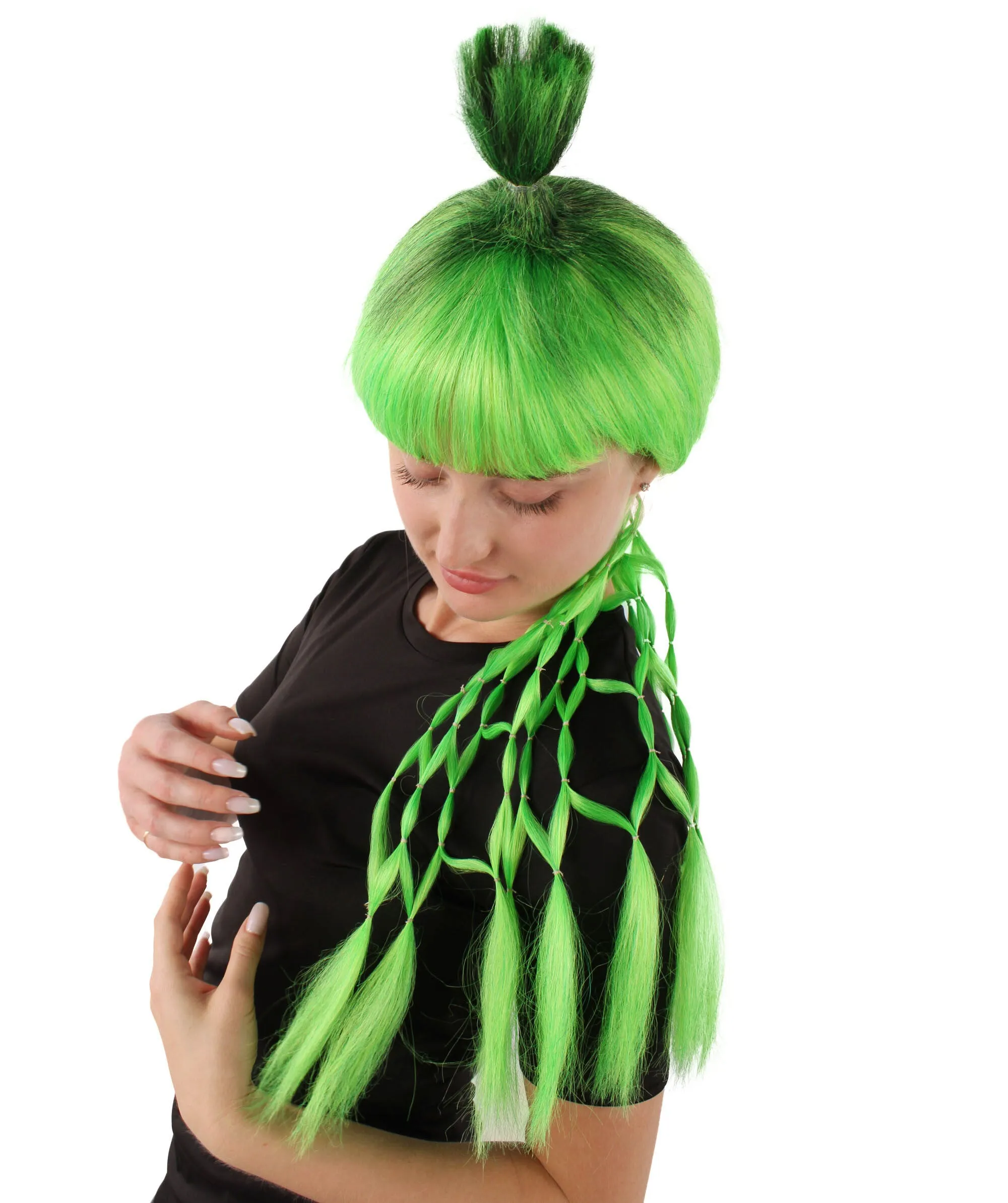 Adult Women's Green Long Cosplay Wig I Perfect for Halloween I Flame retardant Synthetic Fiber