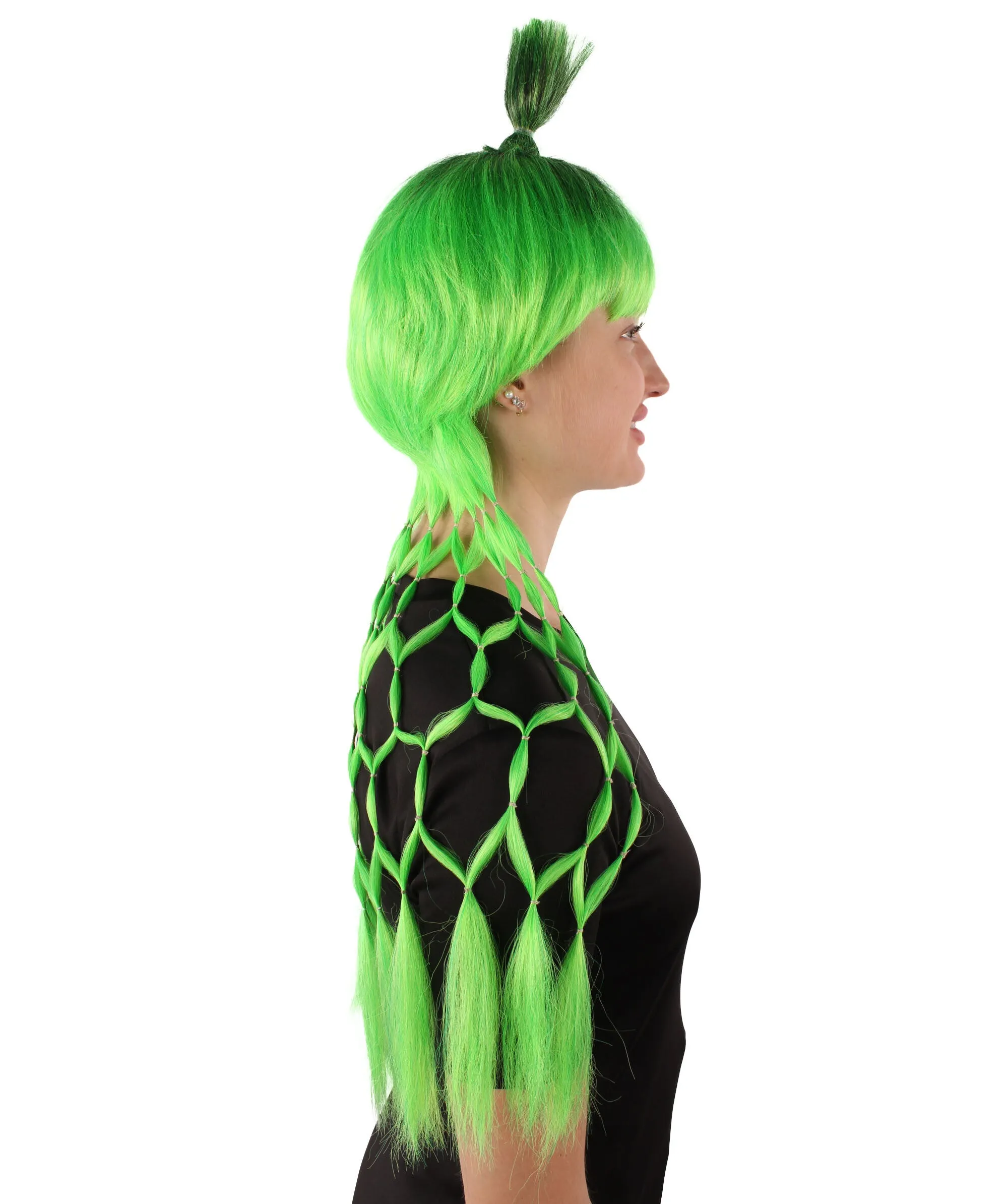 Adult Women's Green Long Cosplay Wig I Perfect for Halloween I Flame retardant Synthetic Fiber