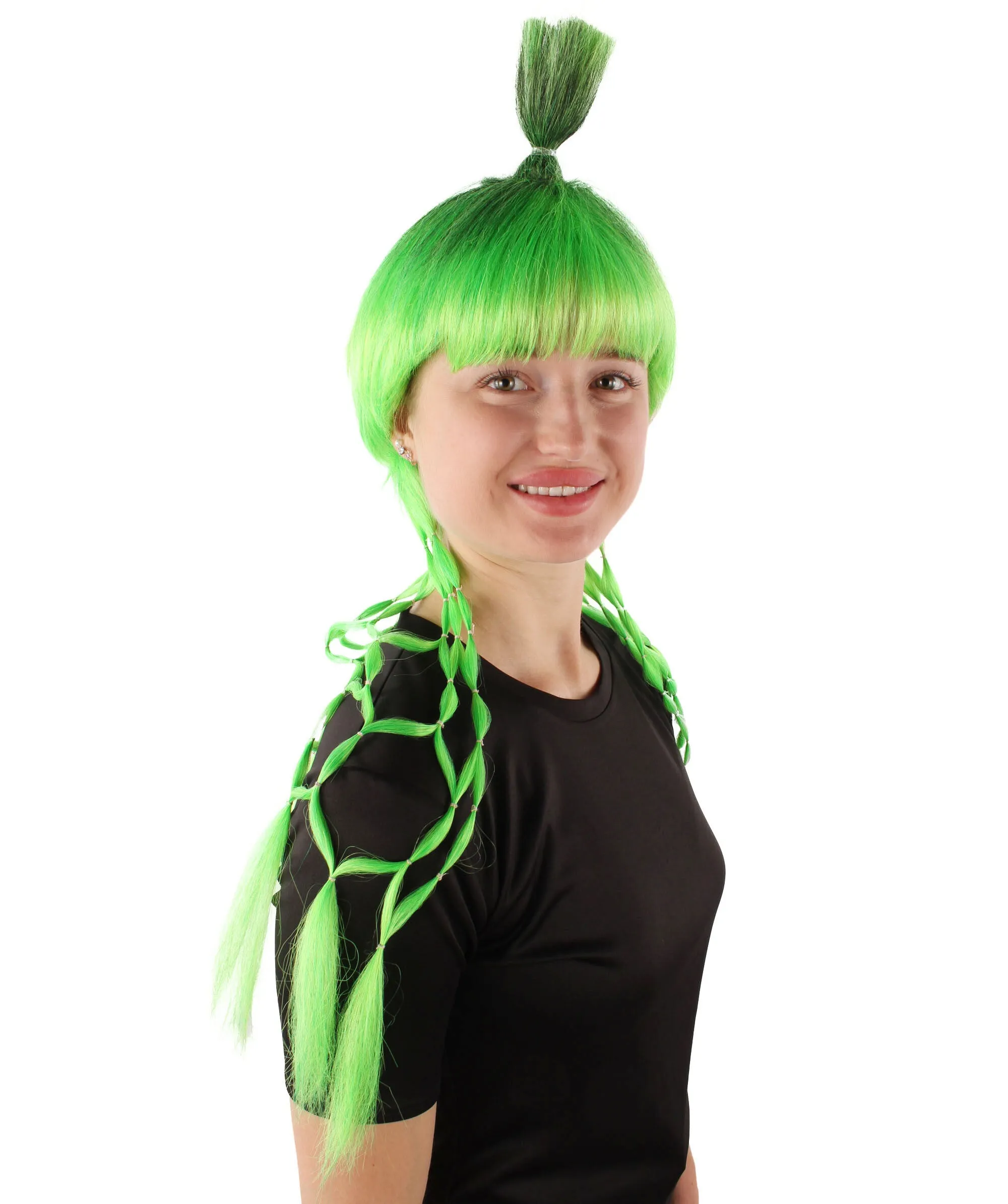 Adult Women's Green Long Cosplay Wig I Perfect for Halloween I Flame retardant Synthetic Fiber