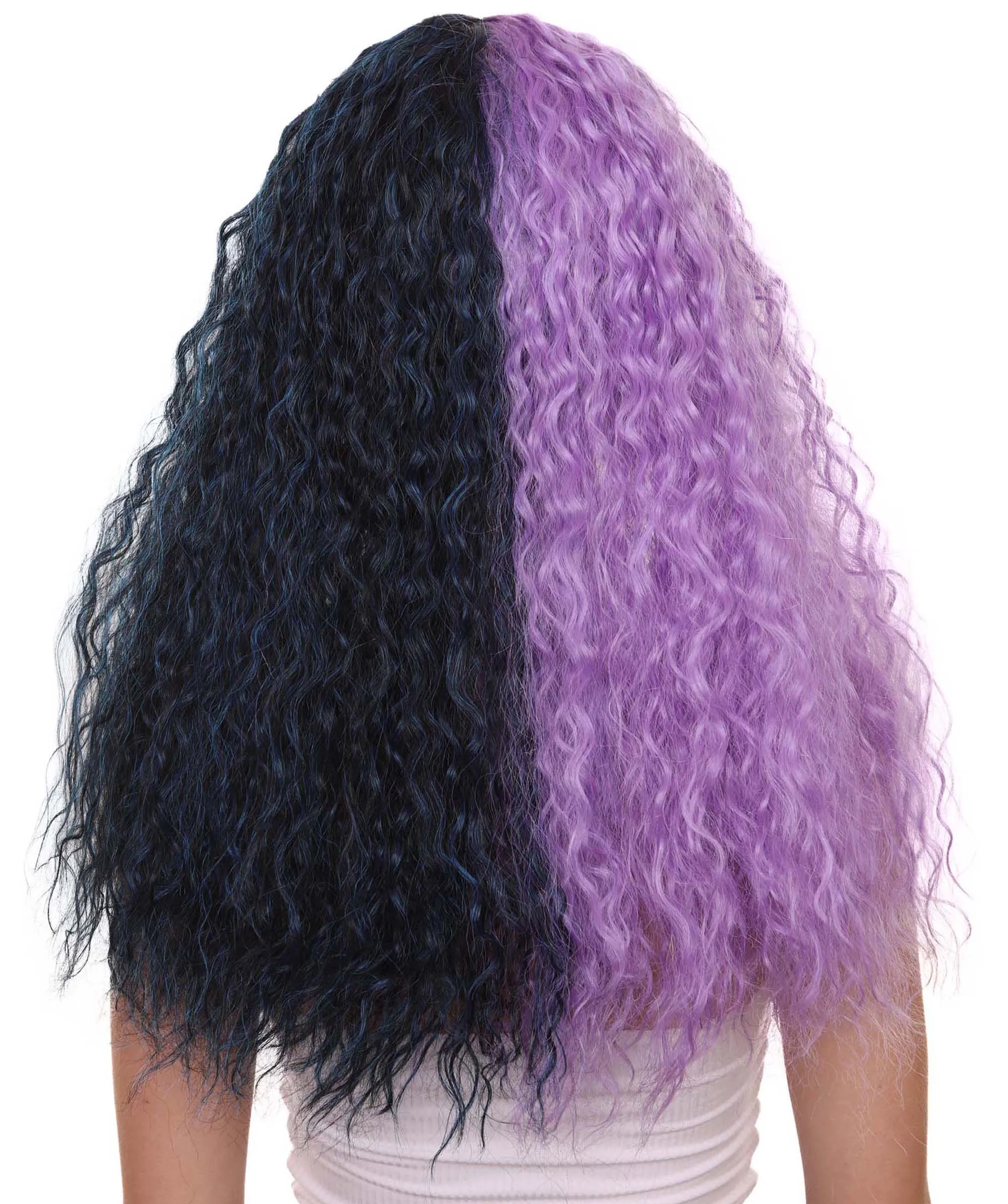 Adult Womens Long Wig | Wavy Purple & Black Wig | Premium Breathable Capless Cap