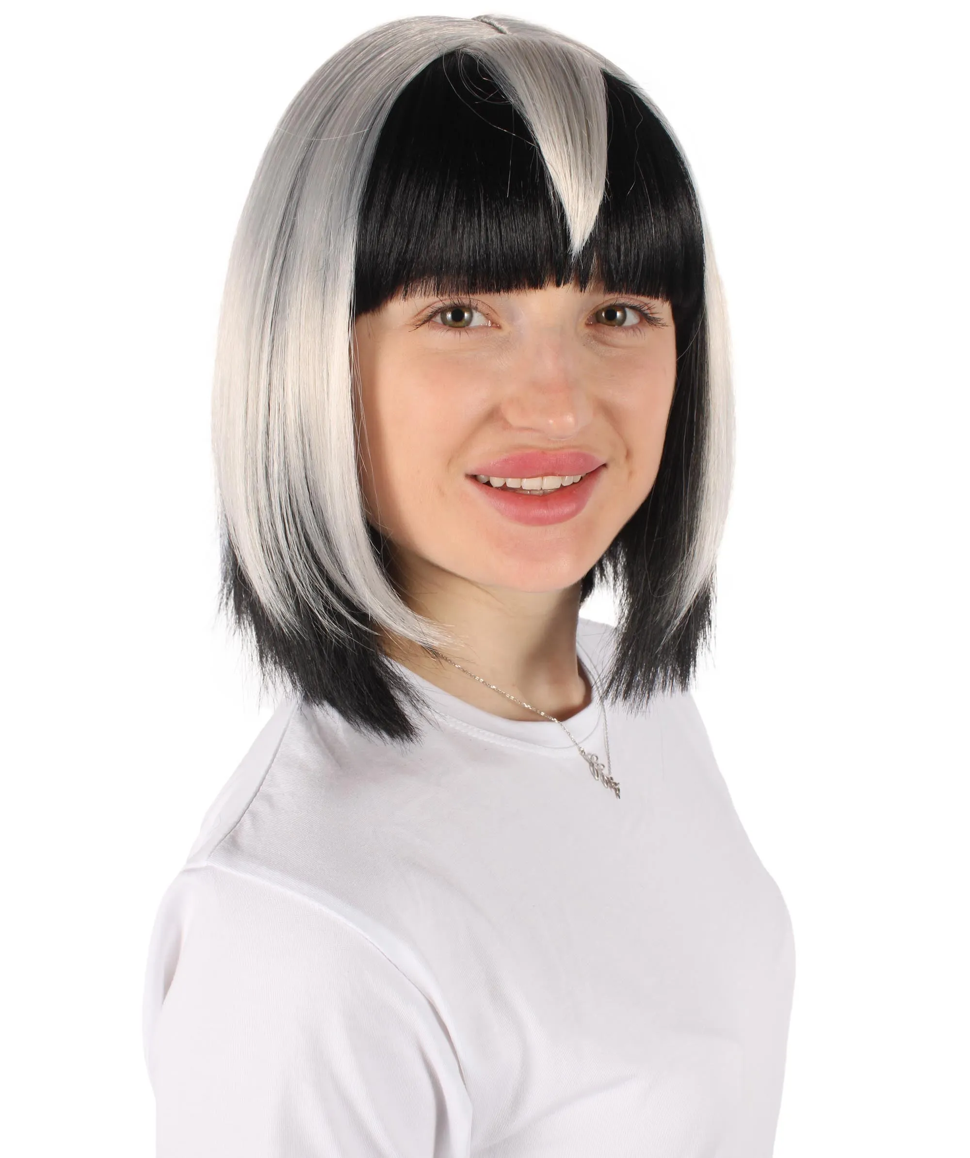 Adult Women's Protagonist Gaming Character Short Silver Bob Wig | Perfect for Halloween | Flame retardant Synthetic Fiber