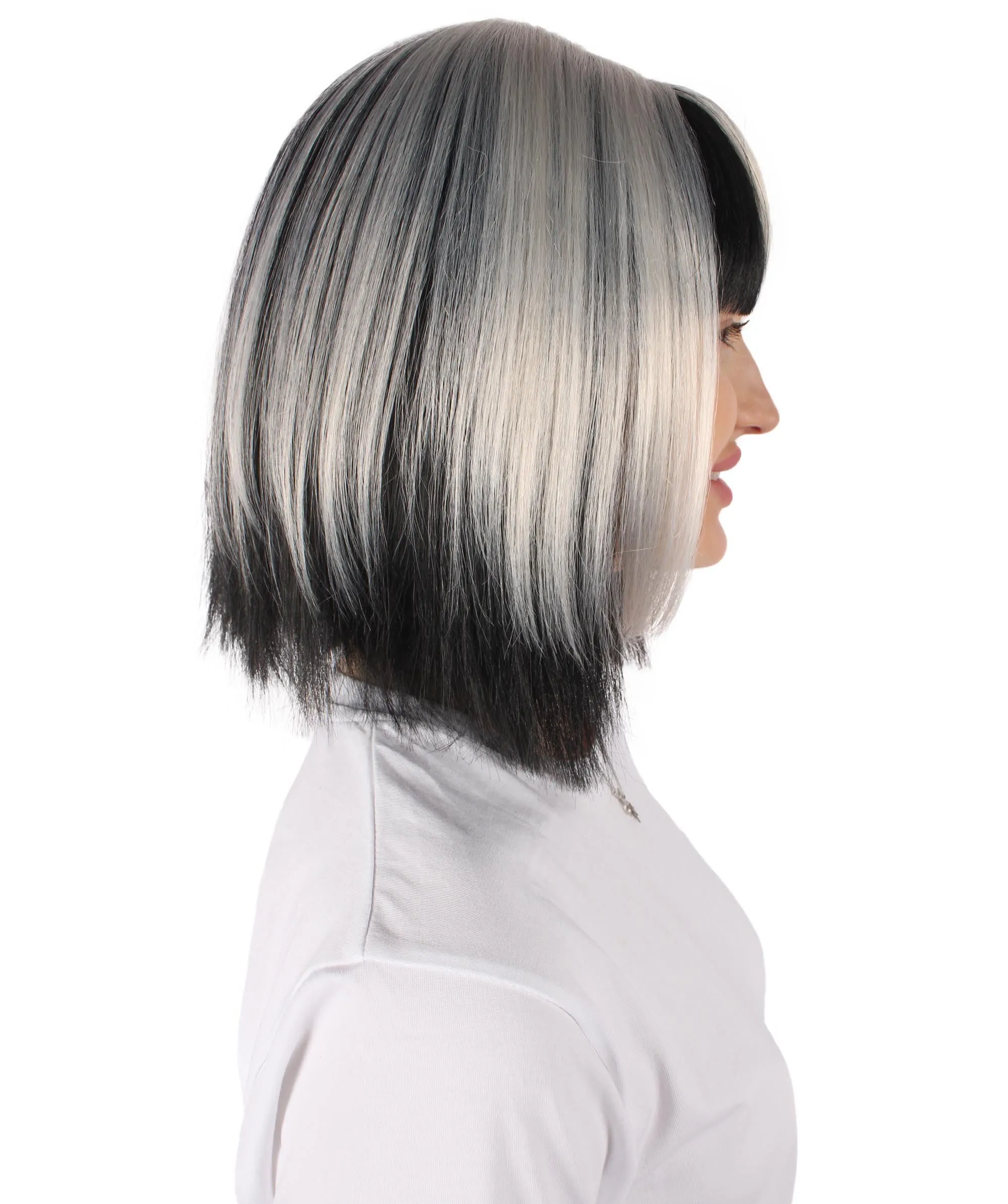 Adult Women's Protagonist Gaming Character Short Silver Bob Wig | Perfect for Halloween | Flame retardant Synthetic Fiber