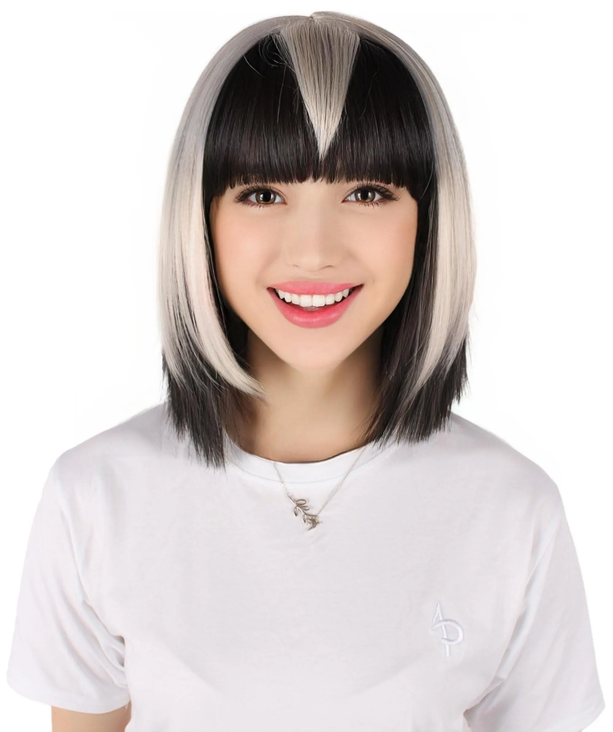 Adult Women's Protagonist Gaming Character Short Silver Bob Wig | Perfect for Halloween | Flame retardant Synthetic Fiber