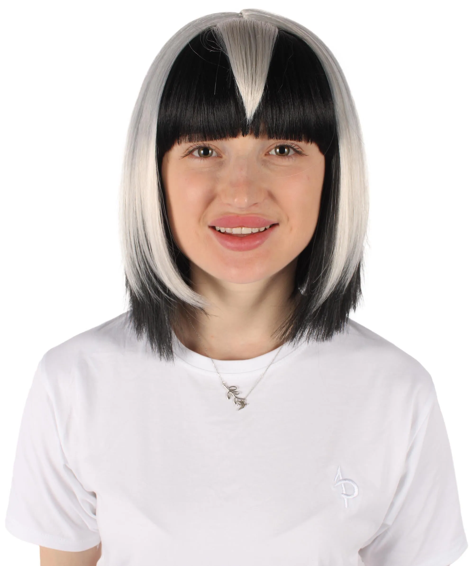 Adult Women's Protagonist Gaming Character Short Silver Bob Wig | Perfect for Halloween | Flame retardant Synthetic Fiber